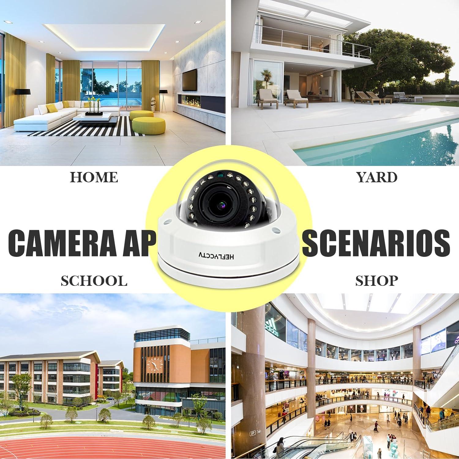 Cámara de Seguridad Dome 1080P HEFLYCCTV 2MP Varifocal