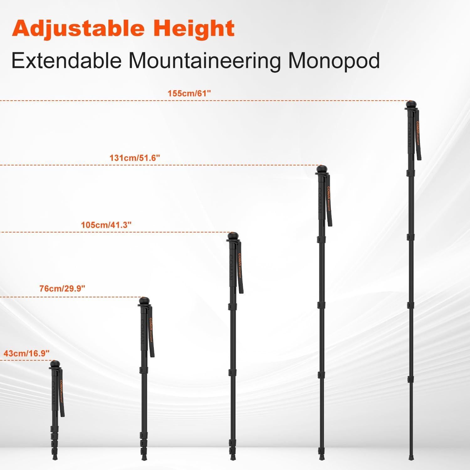 Monopod de Cámara COMAN DK288 155 cm Aluminio Ligero