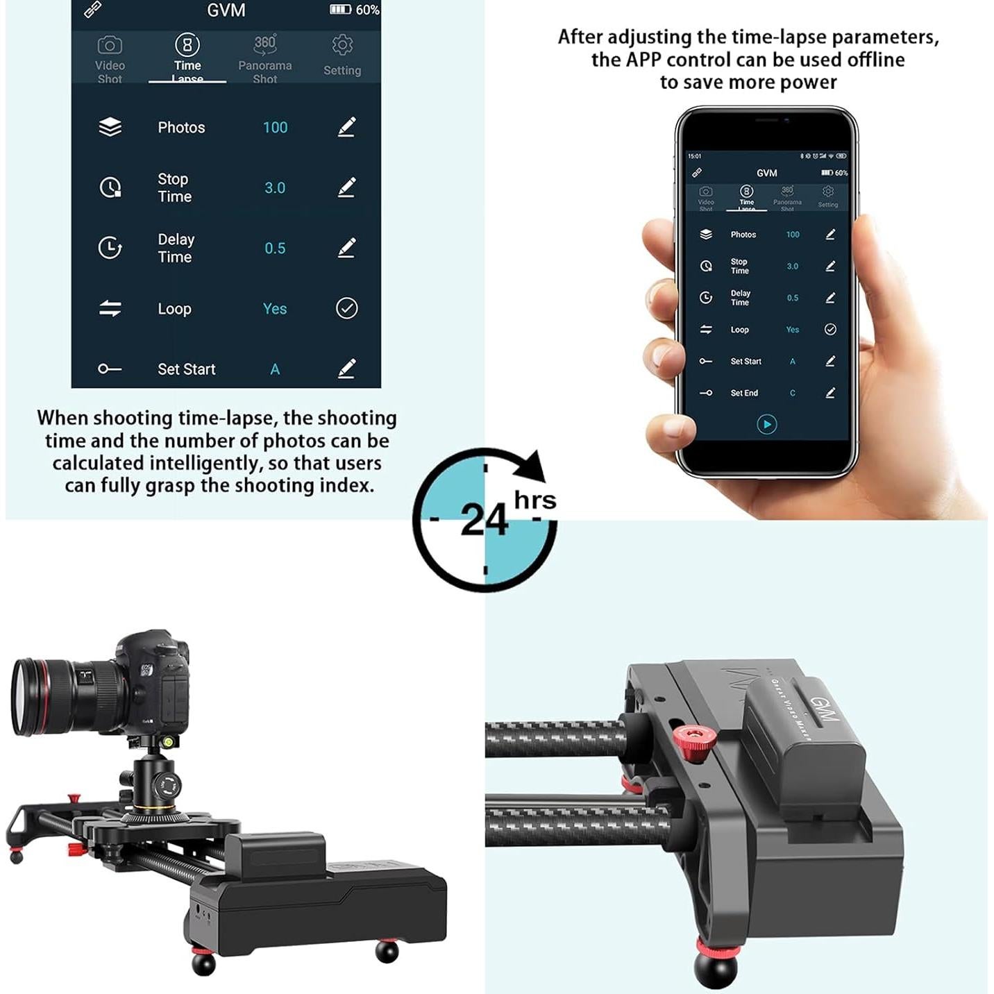 Deslizador de Cámara Motorizado GVM 120cm con Control APP