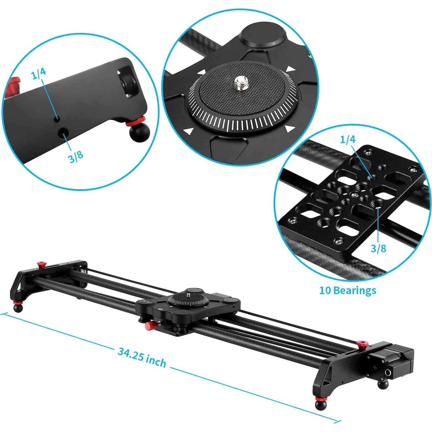 Deslizador de cámara motorizado GVM 80cm fibra de carbono