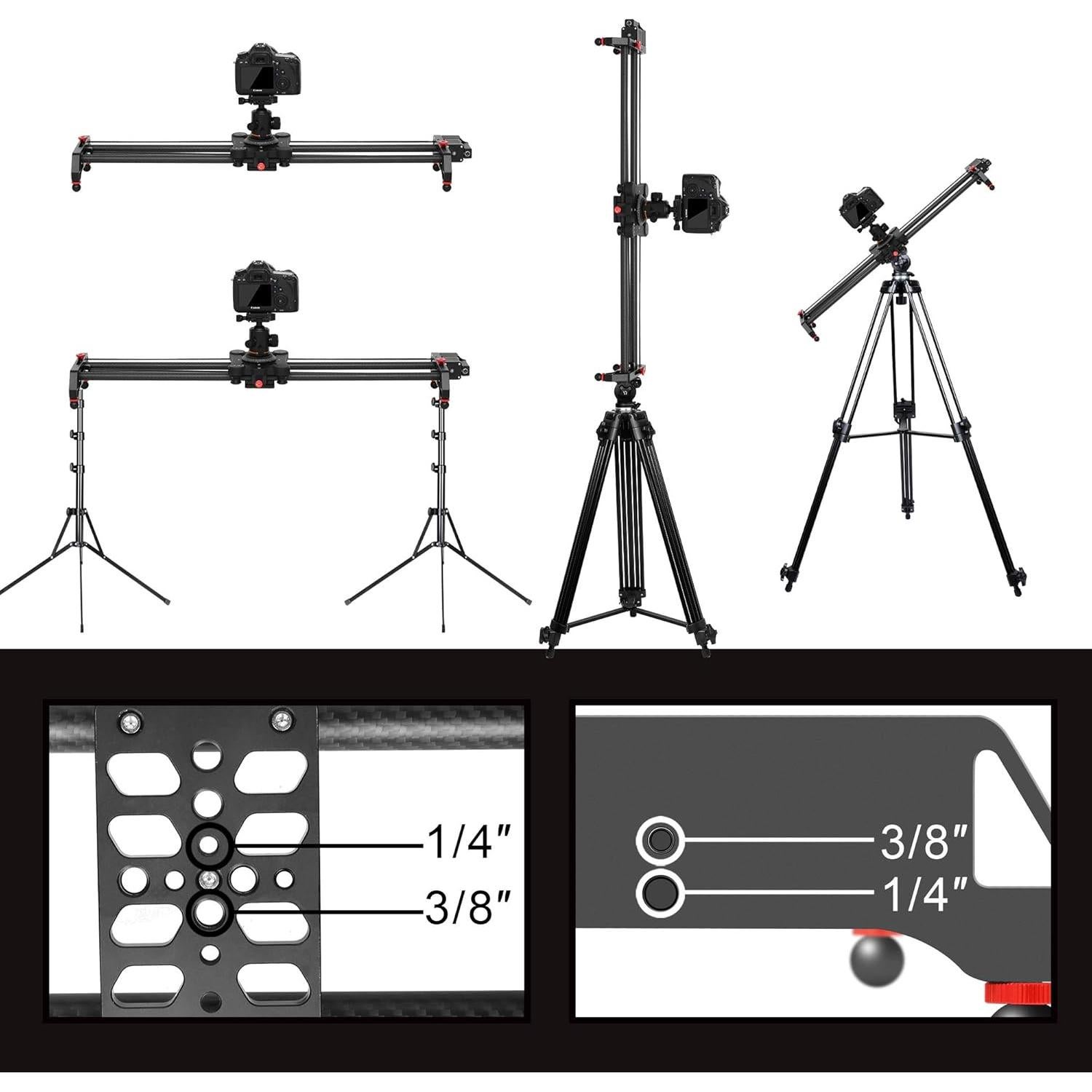 Deslizador de cámara motorizado GVM 80cm fibra de carbono