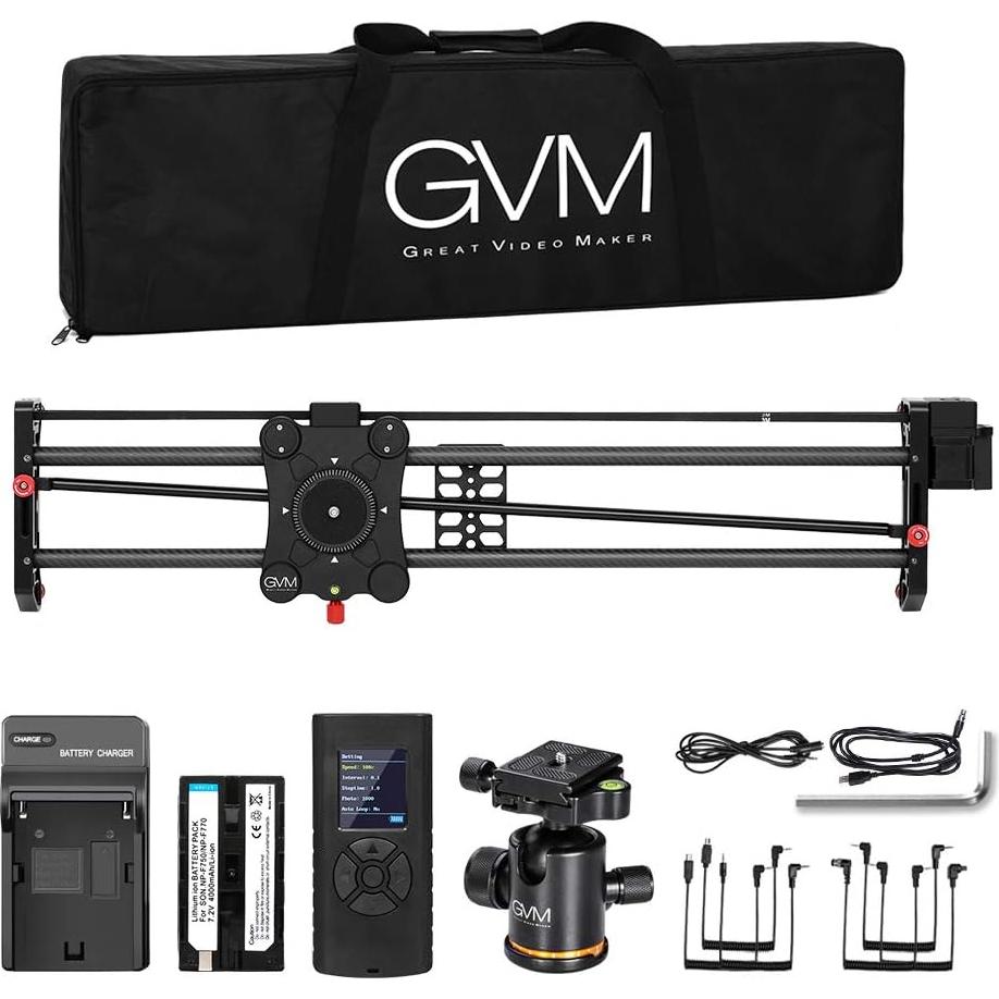 Deslizador de cámara motorizado GVM 80cm fibra de carbono