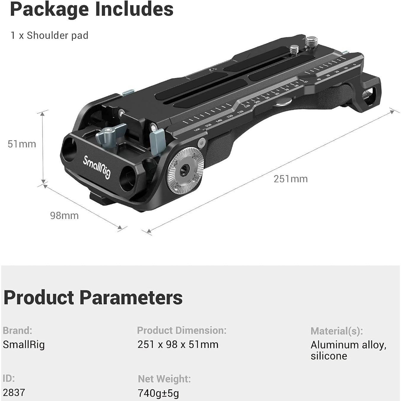 Placa de Hombro SMALLRIG 2837 para Adaptador Sony VCT-14