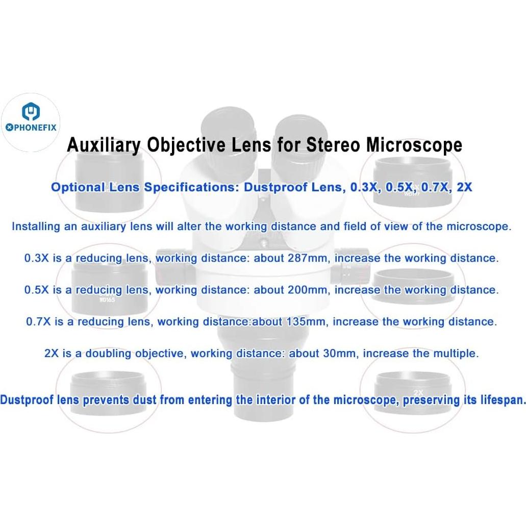 Lente Barlow 0.5X DIYPHONE para Microscopio Estéreo SM