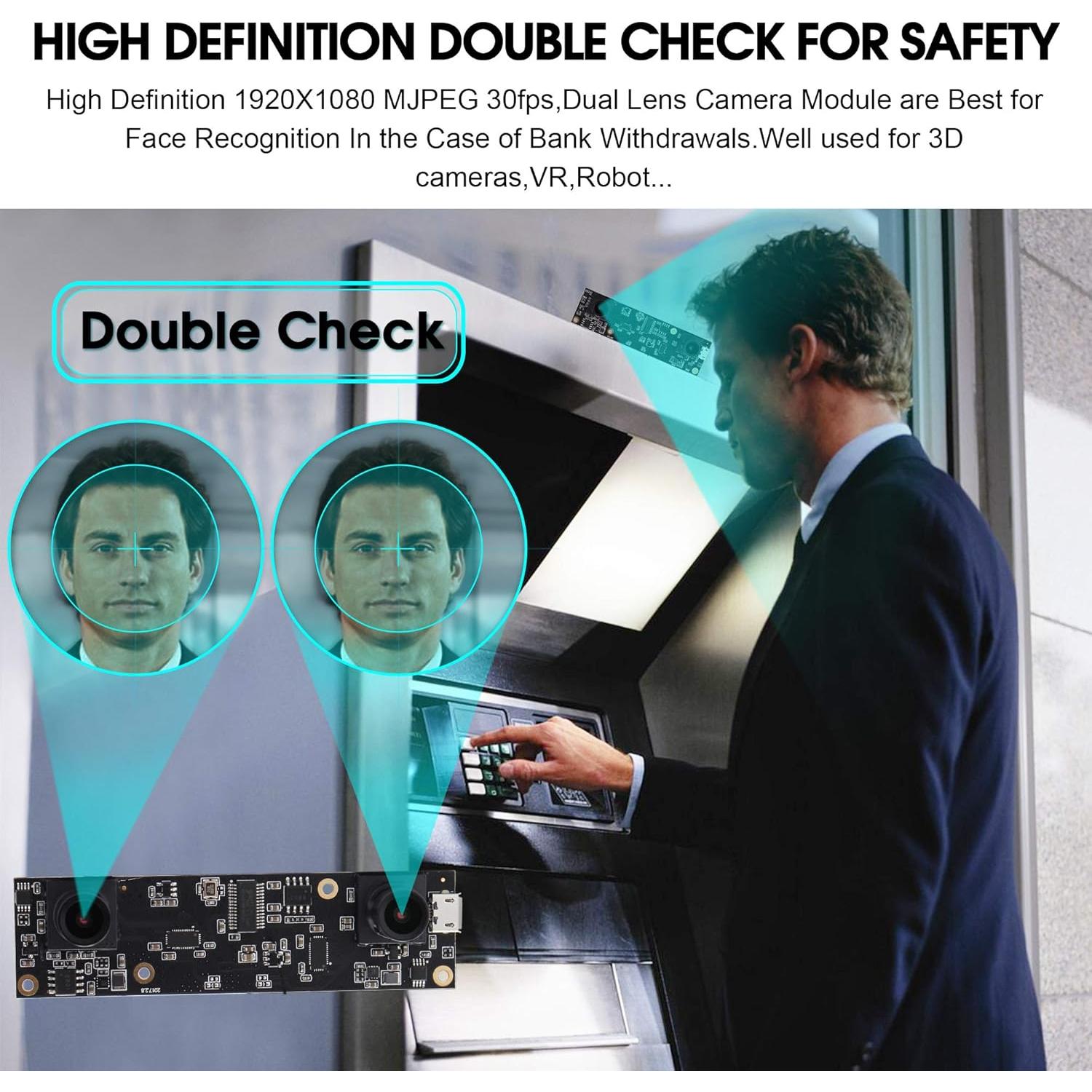 Cámara USB Estéreo Doble Lente 2MP 1080P Webcamera USB