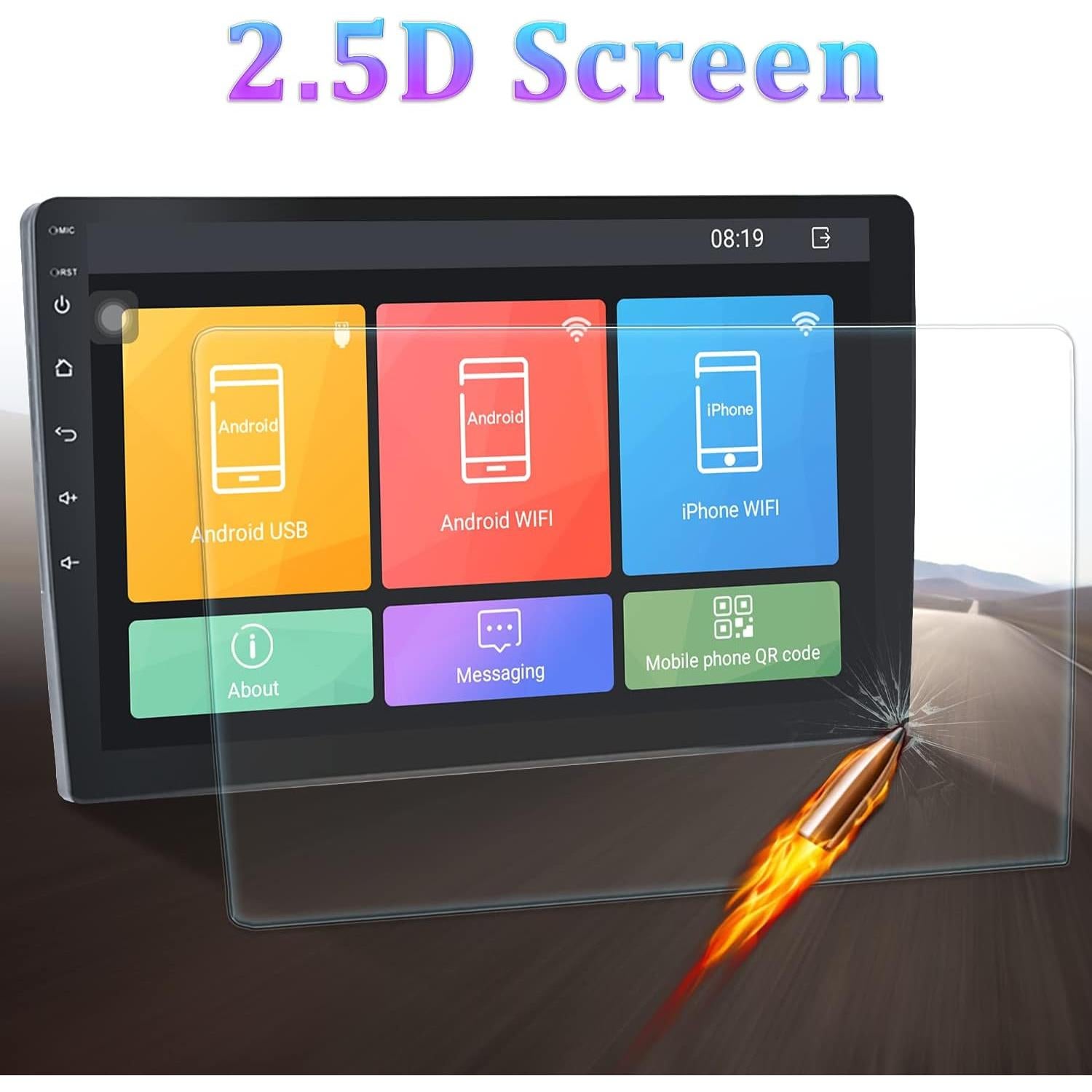 Estéreo de Coche Android OiLiehu 10.1" Doble Din GPS Bluetooth