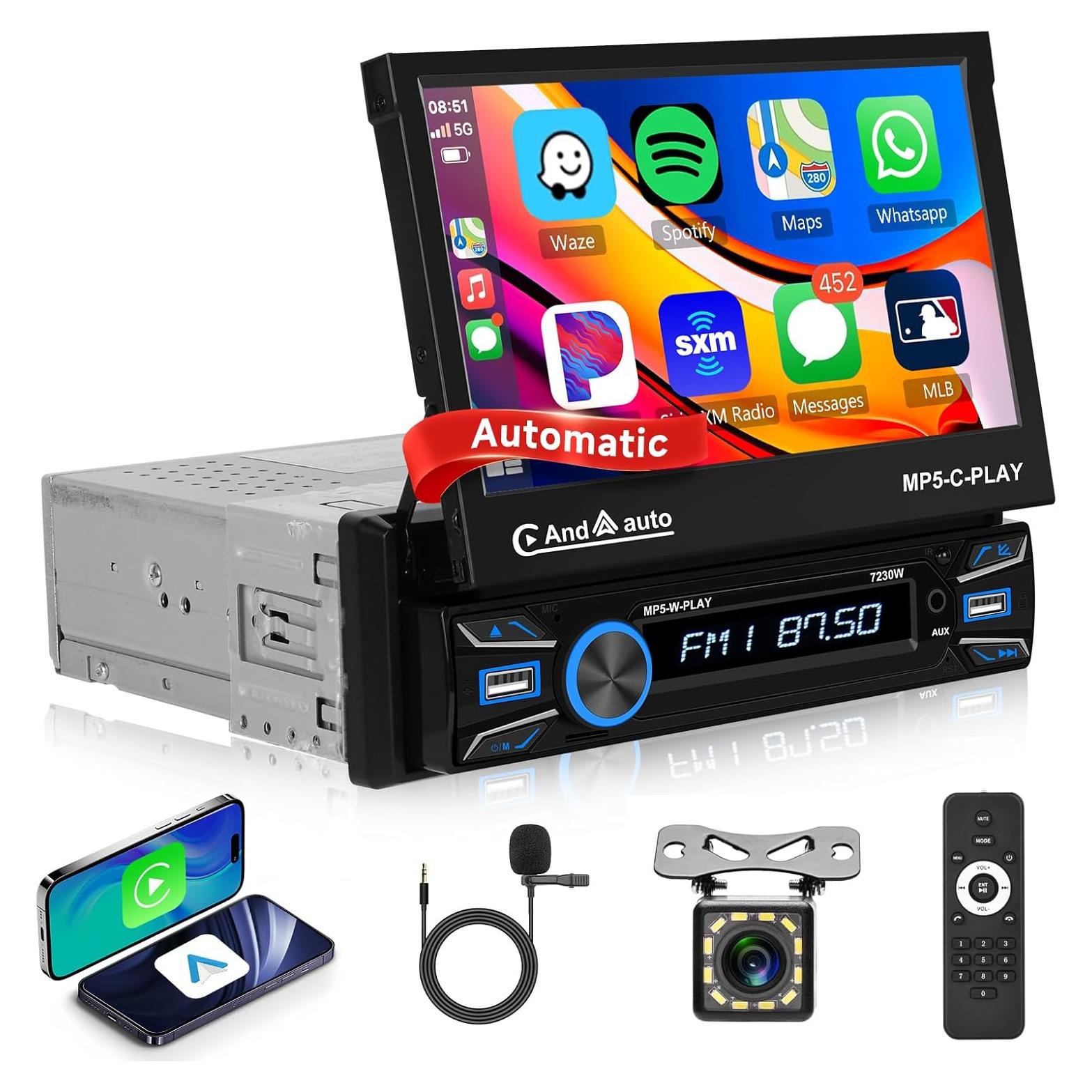 Estéreo de coche Hodozzy F133 1 Din 7" Carplay Android Auto