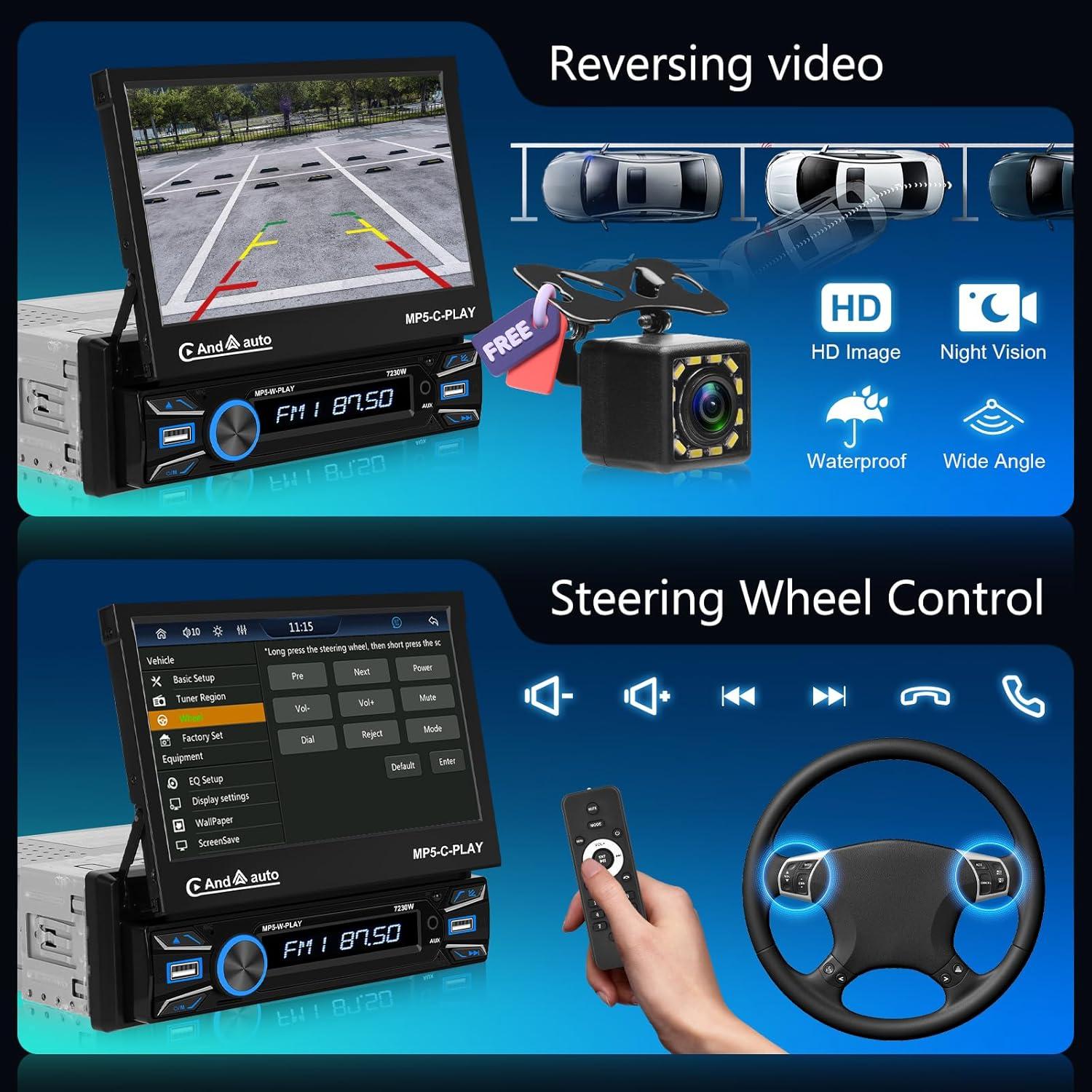 Estéreo de coche Hodozzy F133 1 Din 7" Carplay Android Auto