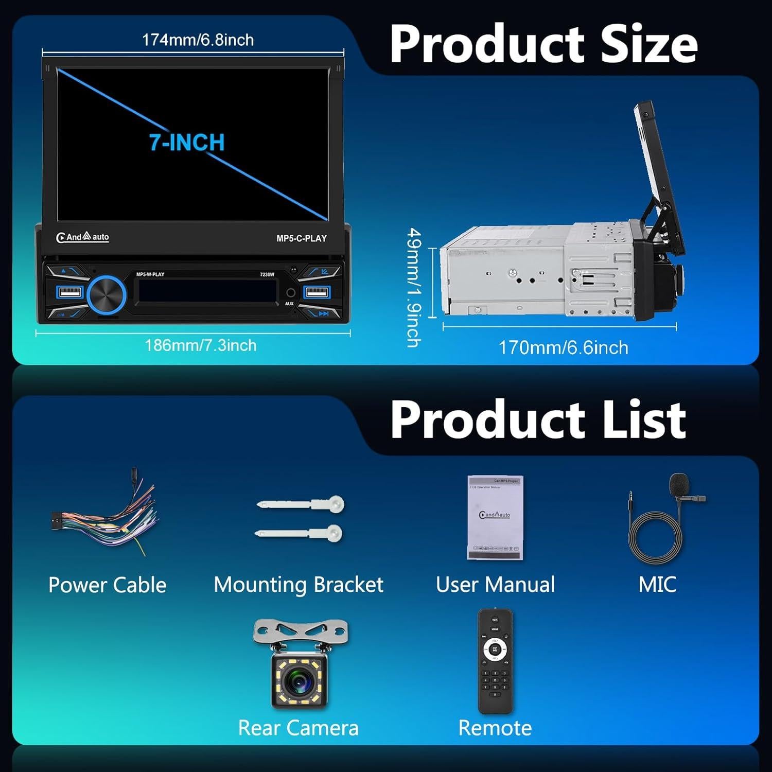 Estéreo de coche Hodozzy F133 1 Din 7" Carplay Android Auto