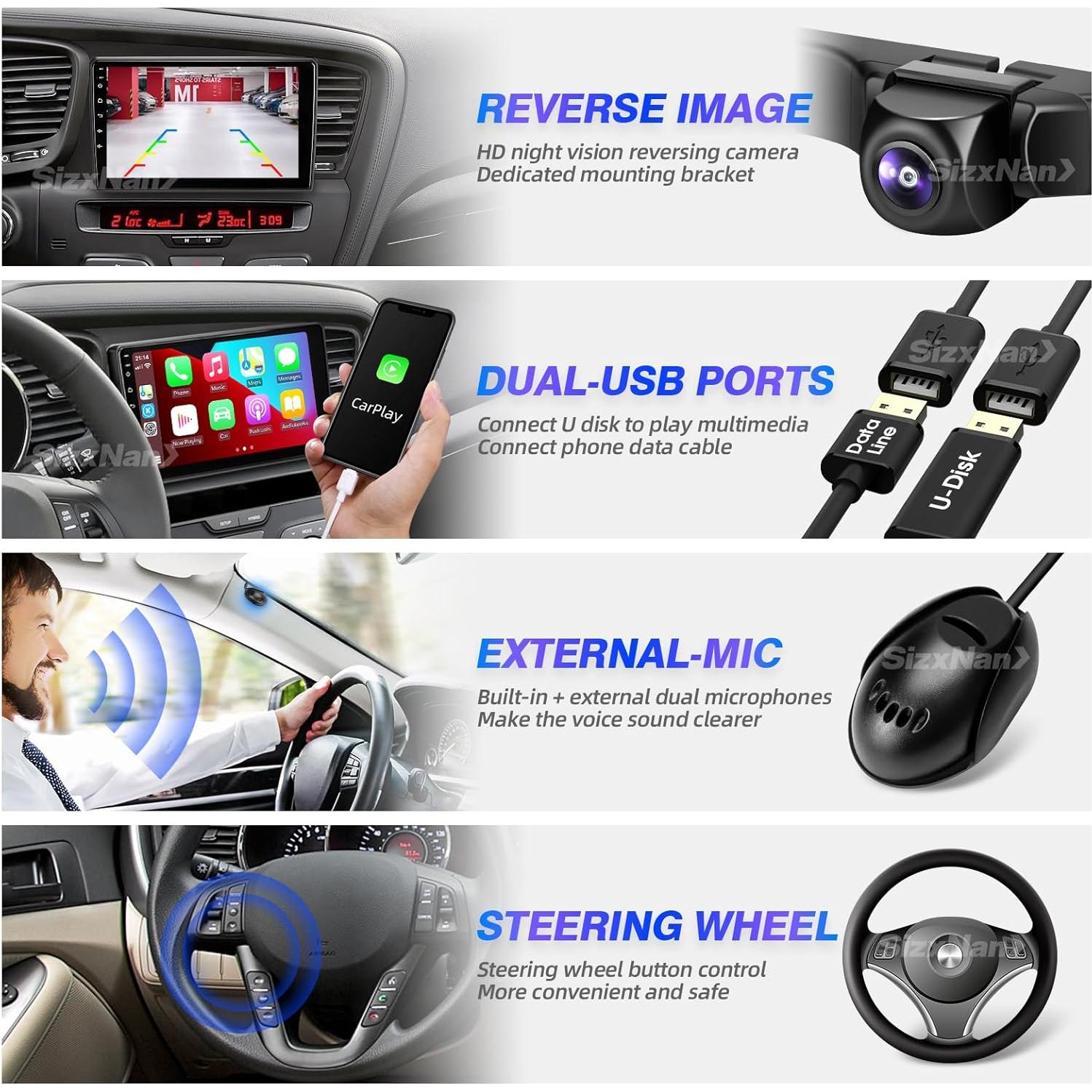 Estéreo de Coche SizxNanv para KIA Optima 2010-2013 con Carplay