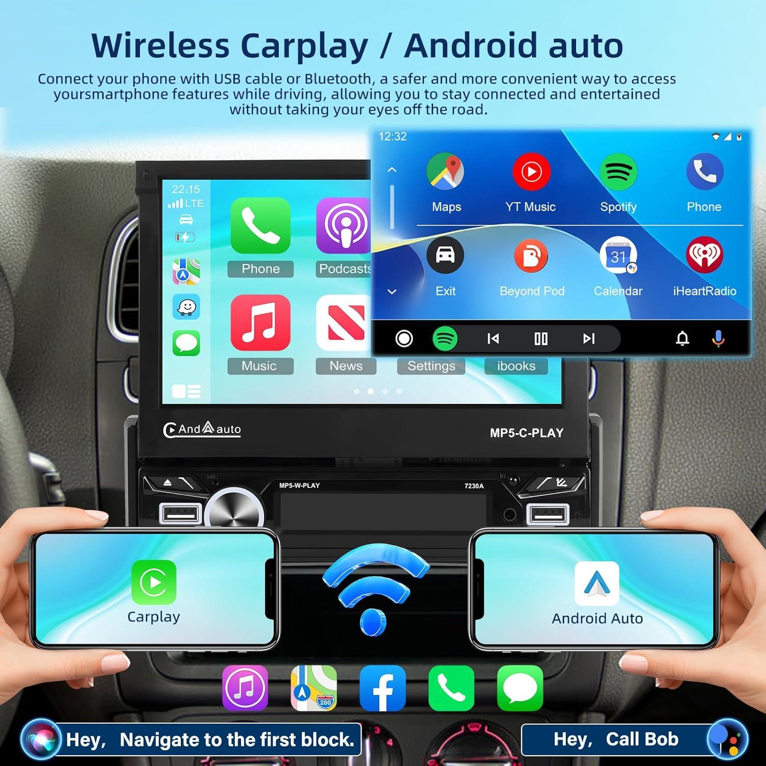 Estéreo de Coche NHOPEEW 7" Android 13 CarPlay Inalámbrico