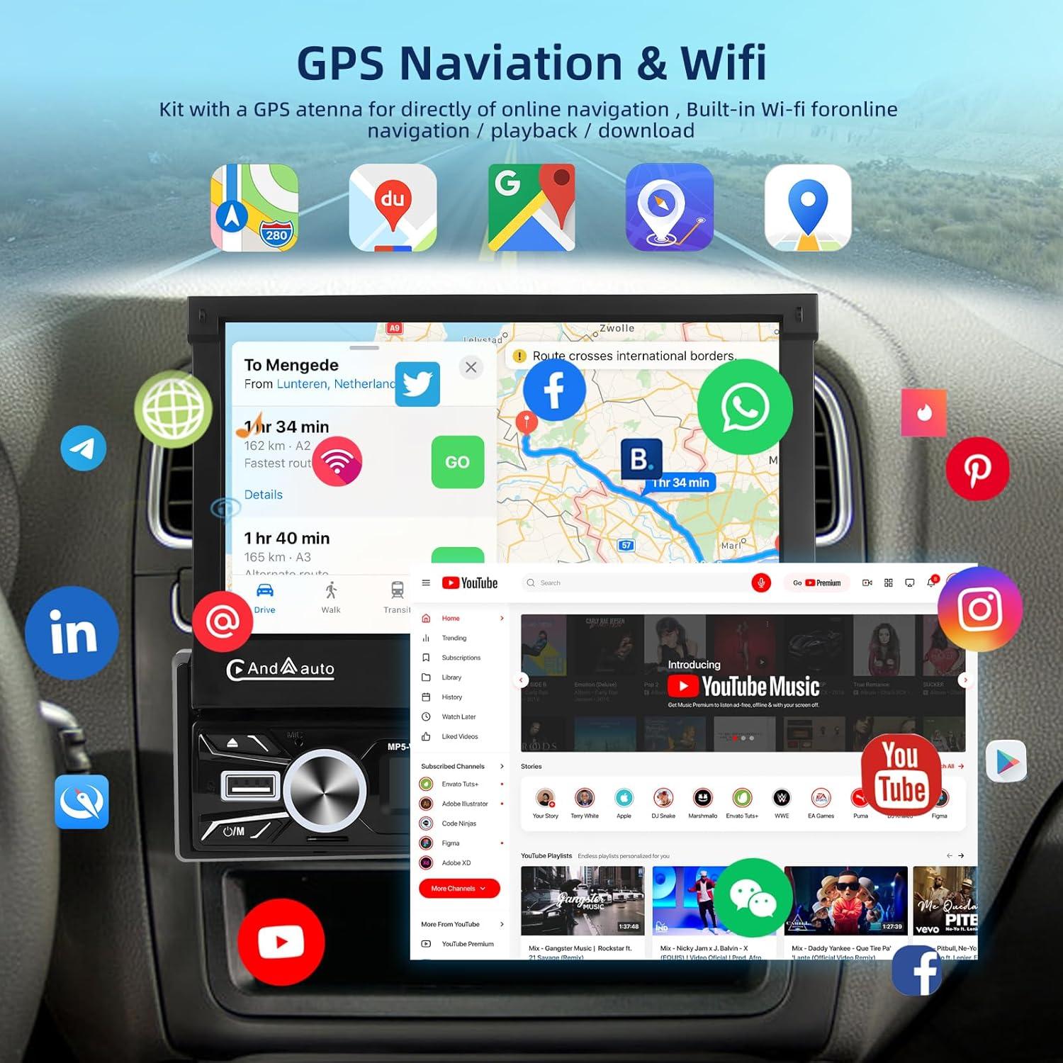 Estéreo de Coche NHOPEEW 7" Android 13 CarPlay Inalámbrico