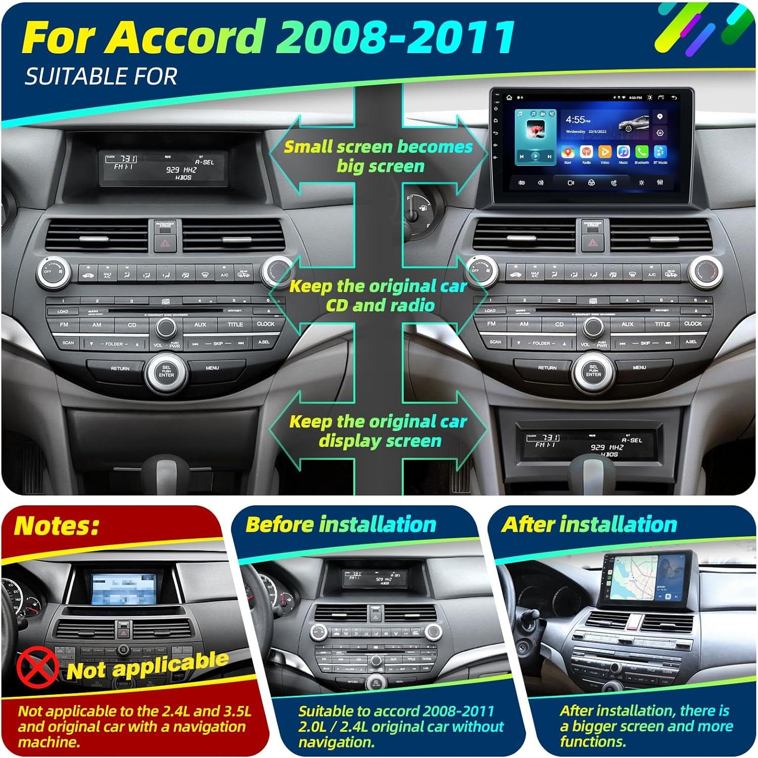 Radio Android 10.2" para Honda Accord 2008-2011 Carplay Bluetooth