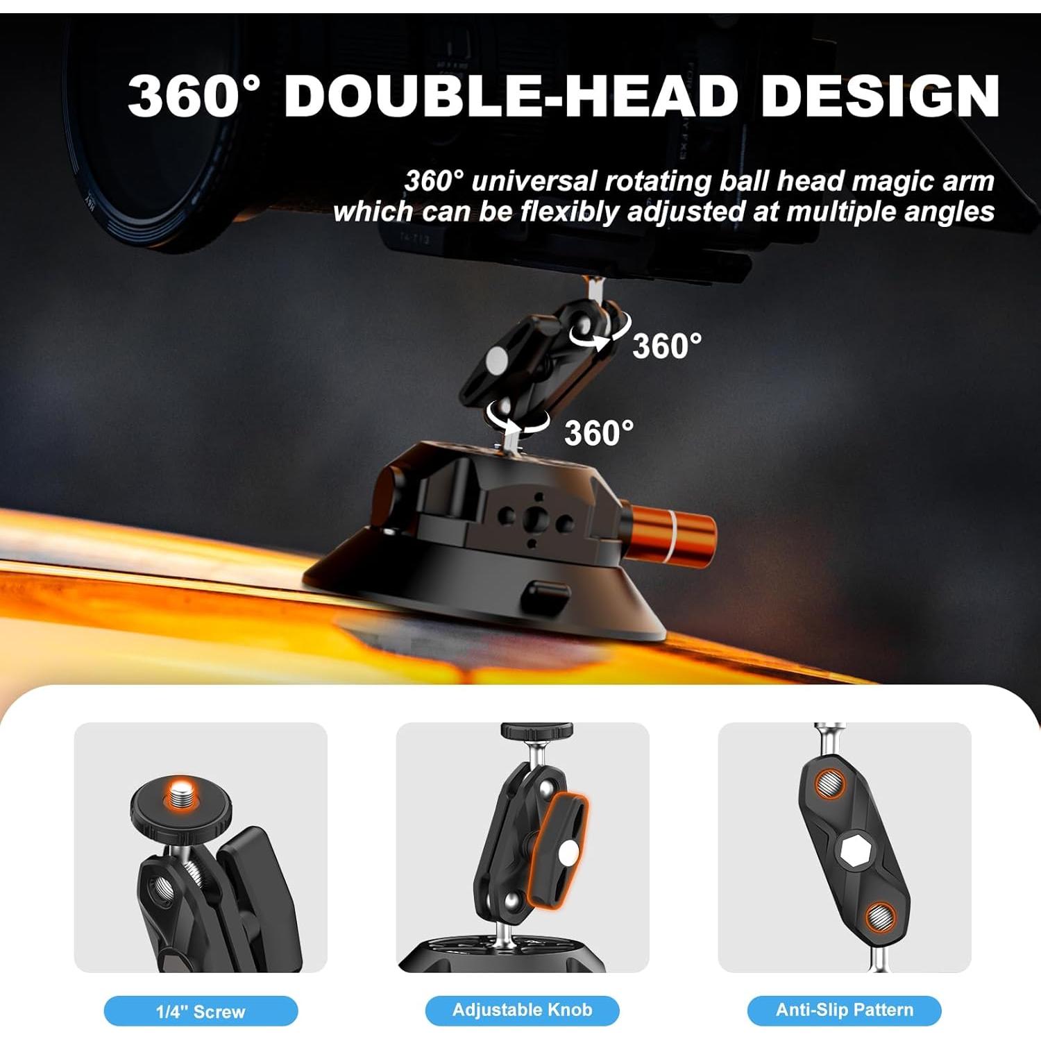 Soporte de Ventosa para Cámara COMAN DP30 3" con Brazo Mágico