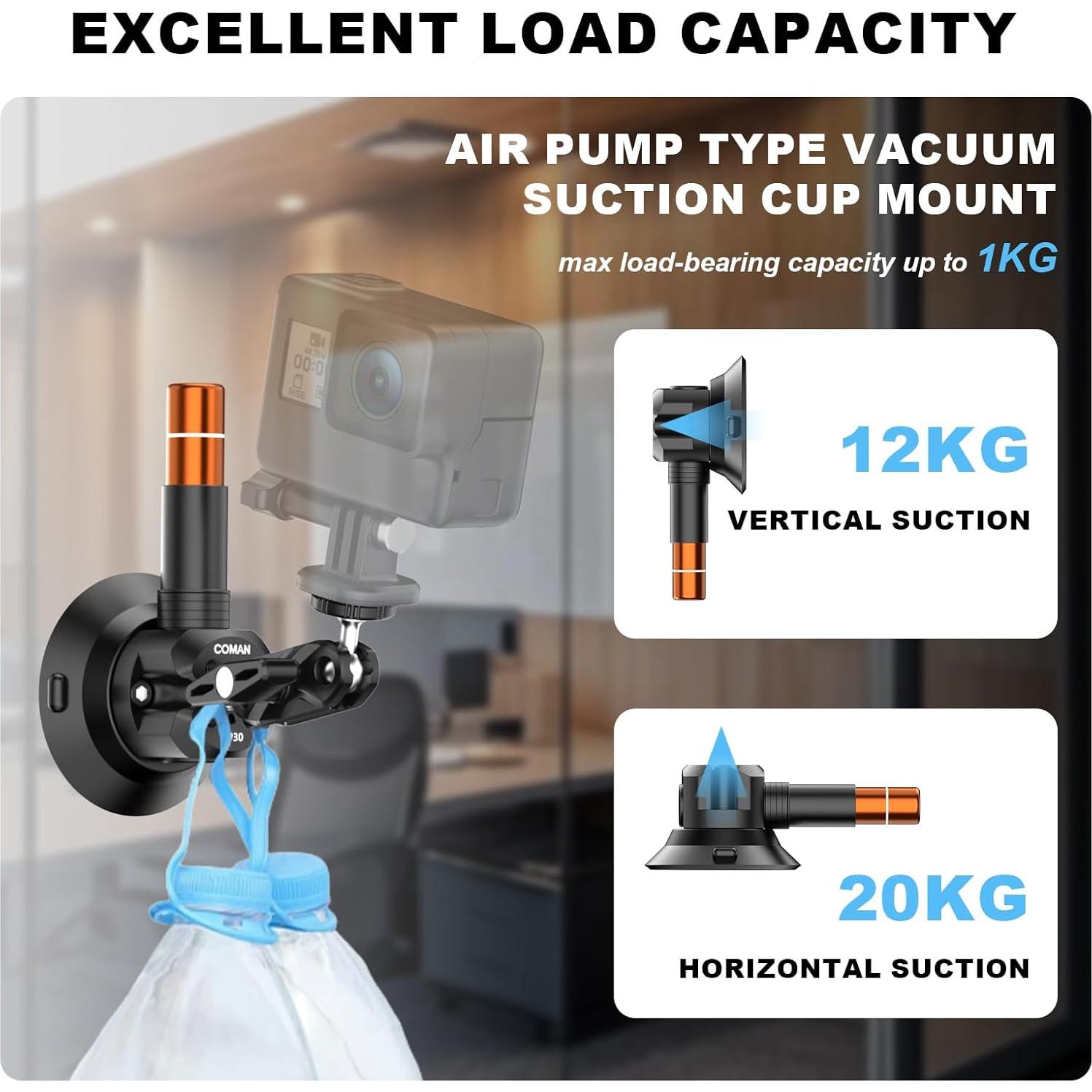 Soporte de Ventosa para Cámara COMAN DP30 3" con Brazo Mágico