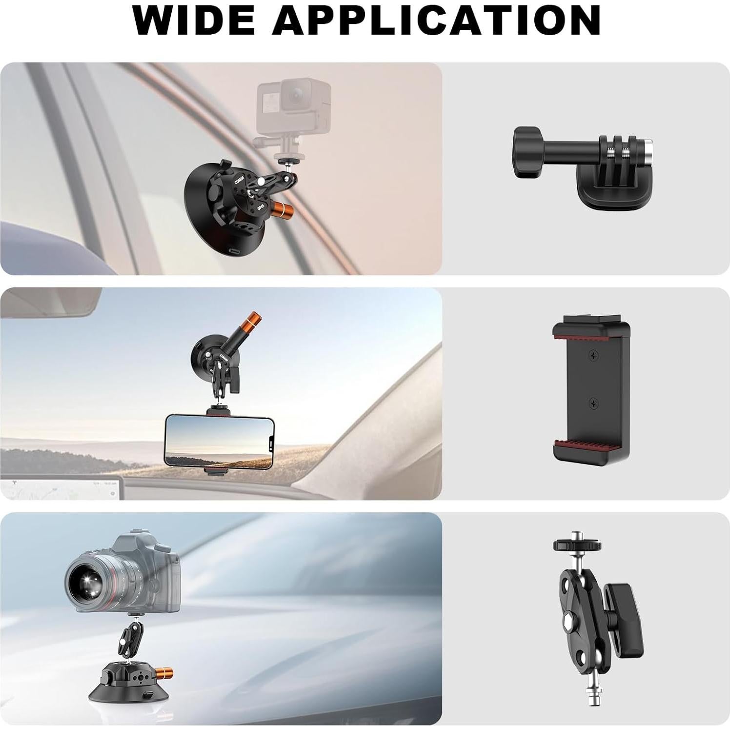 Soporte de Ventosa para Cámara COMAN DP30 3" con Brazo Mágico