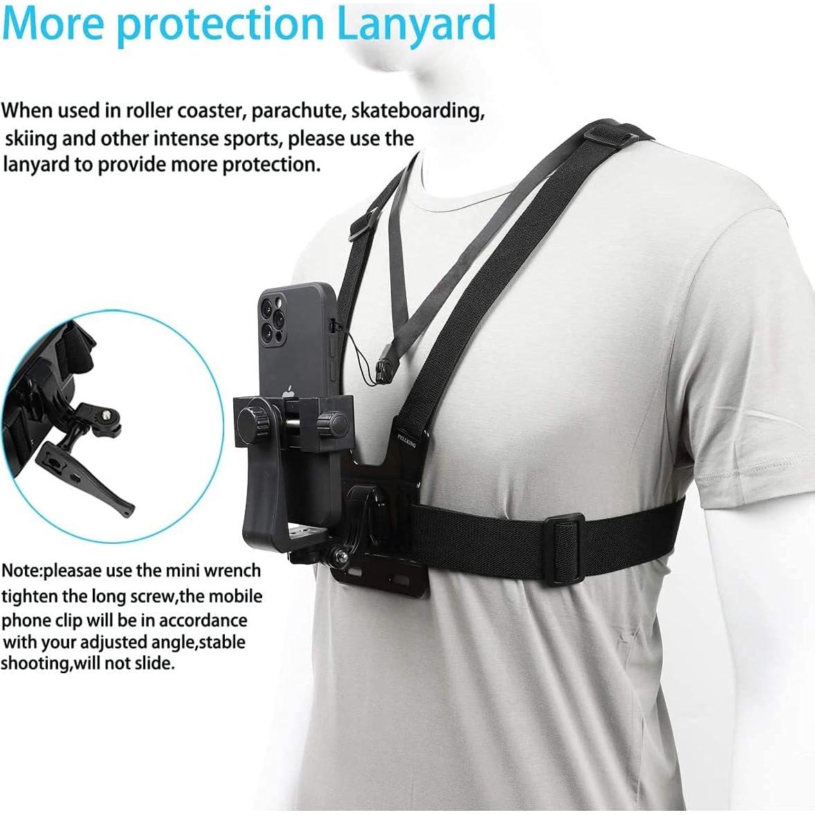Arnés de Montaje en Pecho PellKing para Teléfono Móvil y GoPro