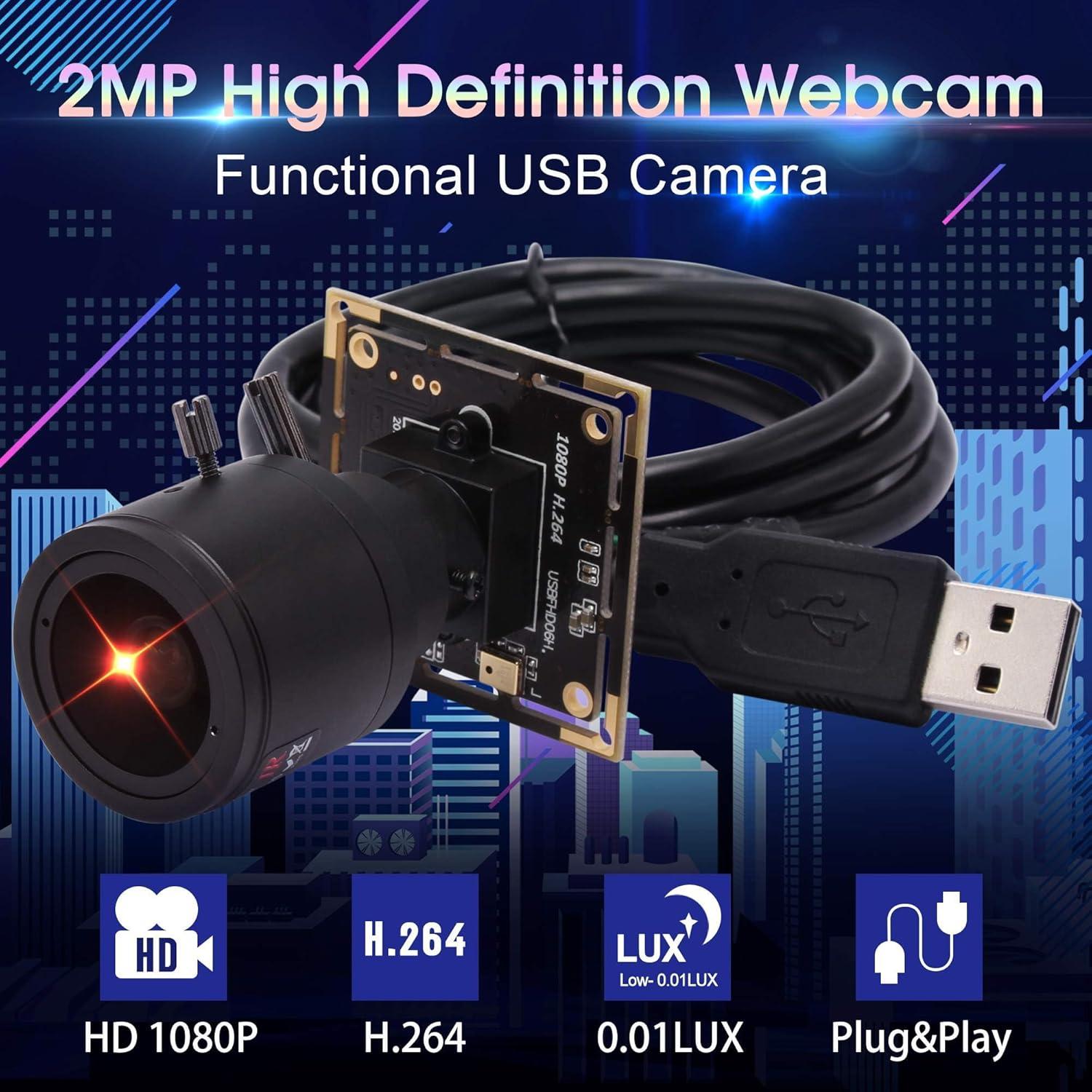 Cámara USB 1080P ALPCAM con Lente Varifocal 2.8-12mm