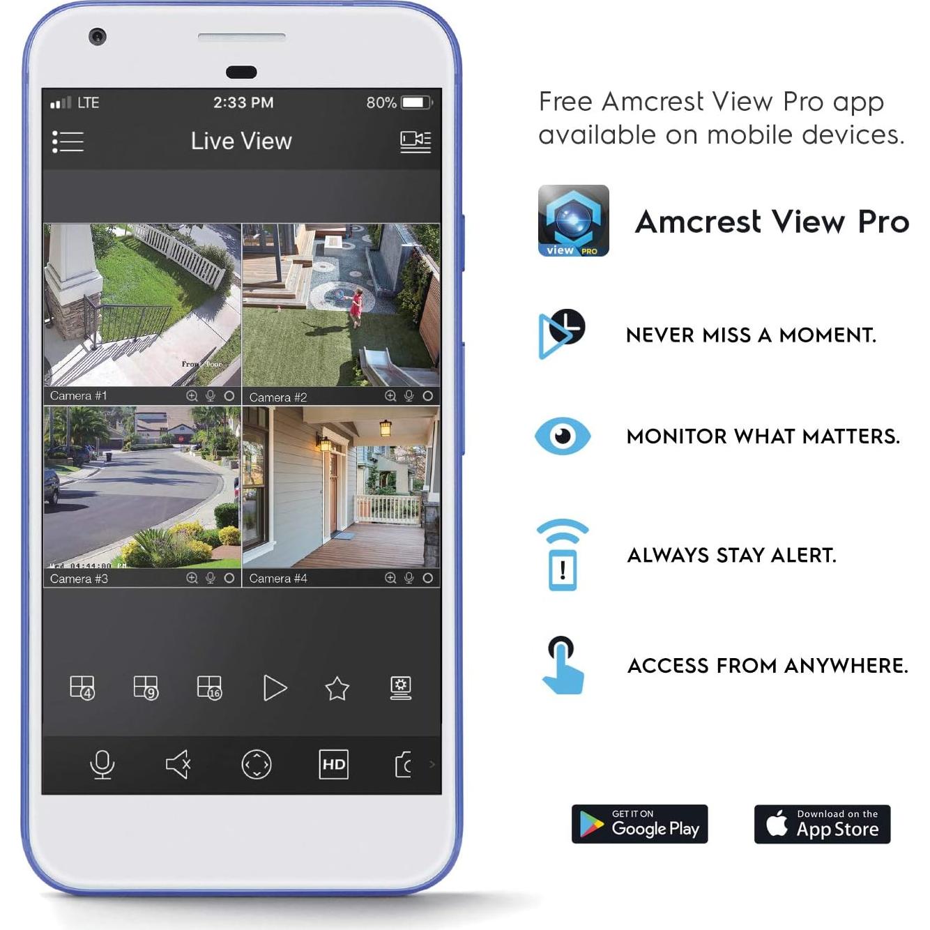 Cámara IP PoE Amcrest 4K 8MP con Zoom Óptico 5X y AI