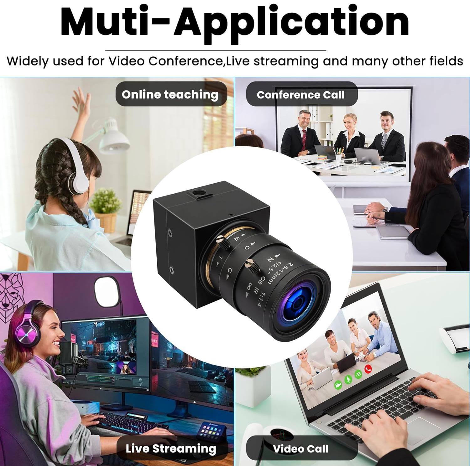 Cámara USB 5MP ALPCAM 1944P Lente Zoom Varifocal 2.8-12mm