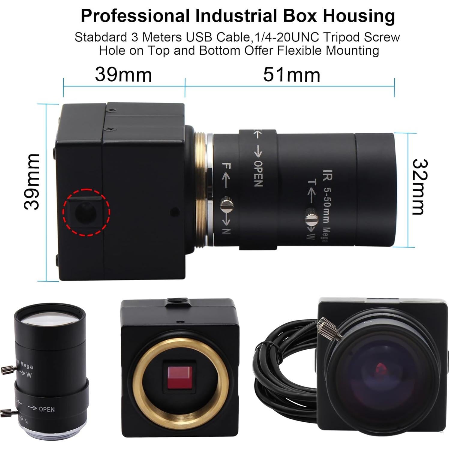 Cámara Web USB 8MP Hotpet con Lente Varifocal 5-50mm