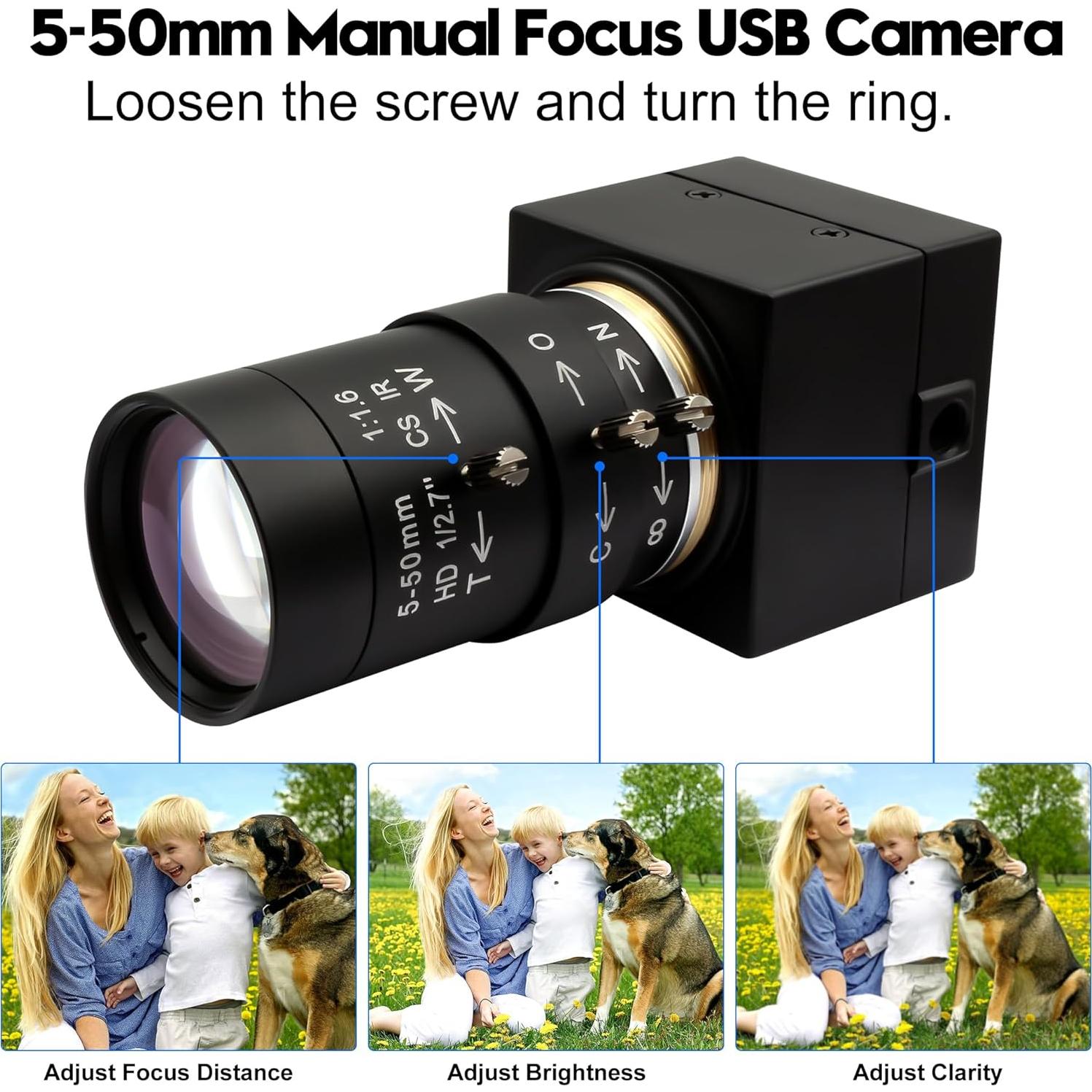 Cámara Web USB 8MP Hotpet con Lente Varifocal 5-50mm