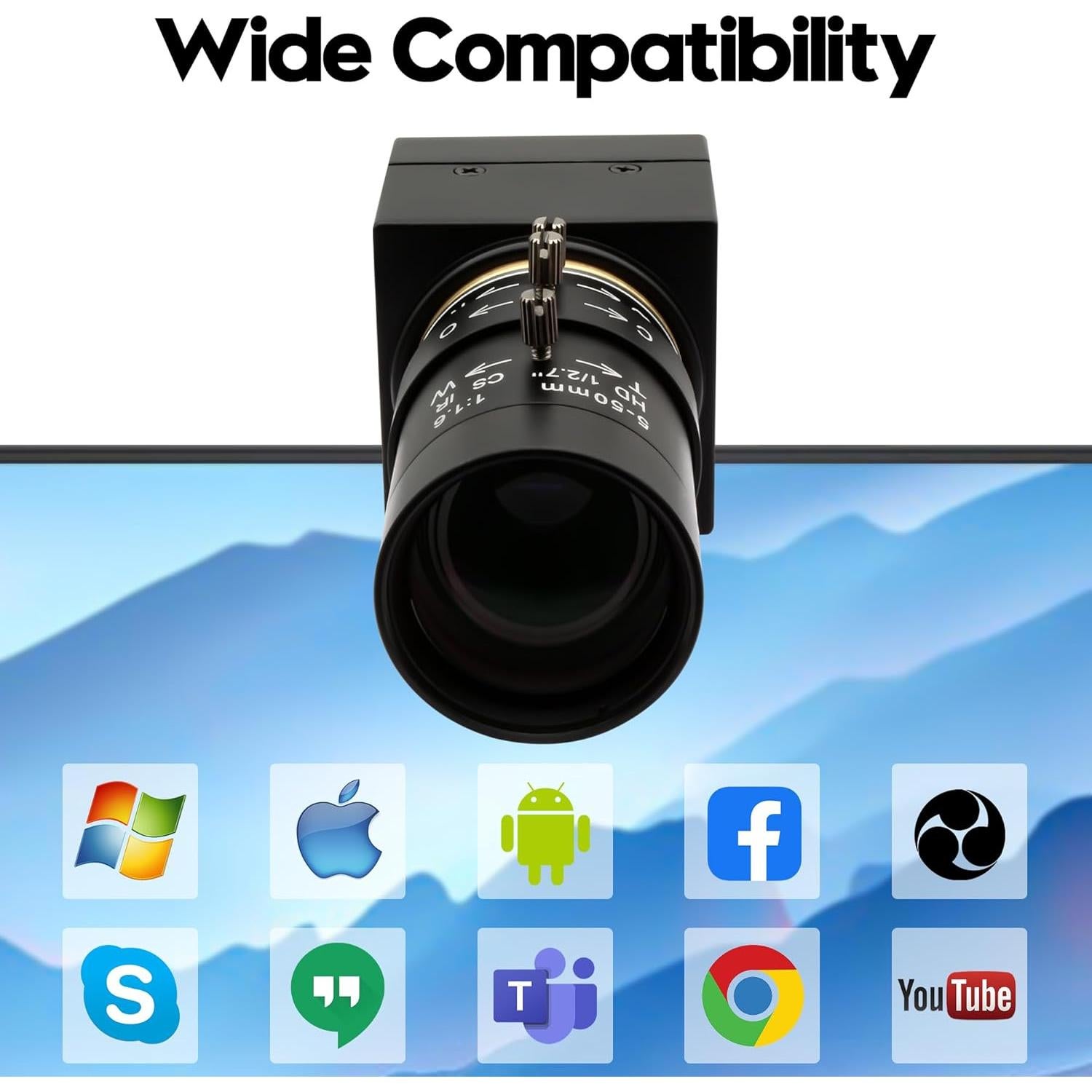 Cámara Web USB 8MP Hotpet con Lente Varifocal 5-50mm