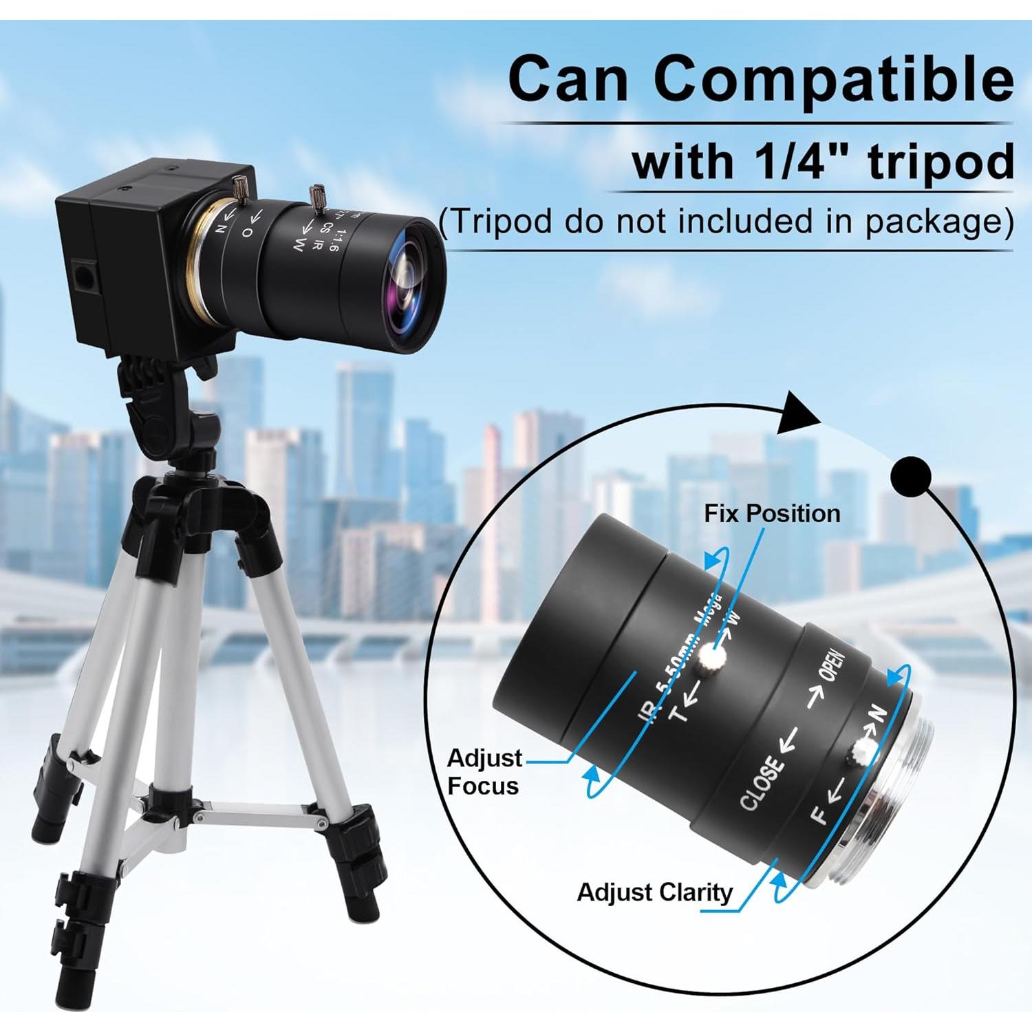 Cámara Web USB 8MP Hotpet con Lente Varifocal 5-50mm