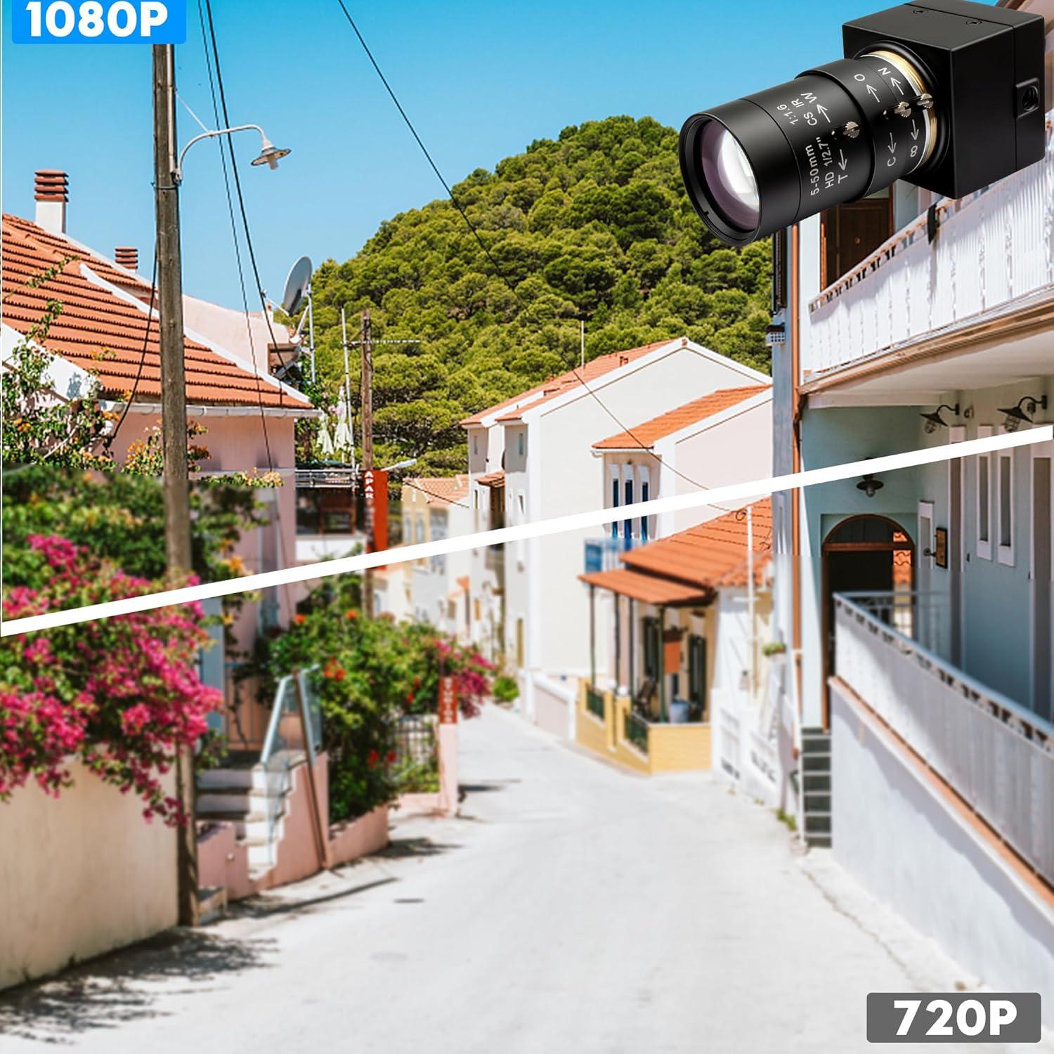 Cámara Webcam USB Hotpet 1080P Lente Varifocal 5-50mm