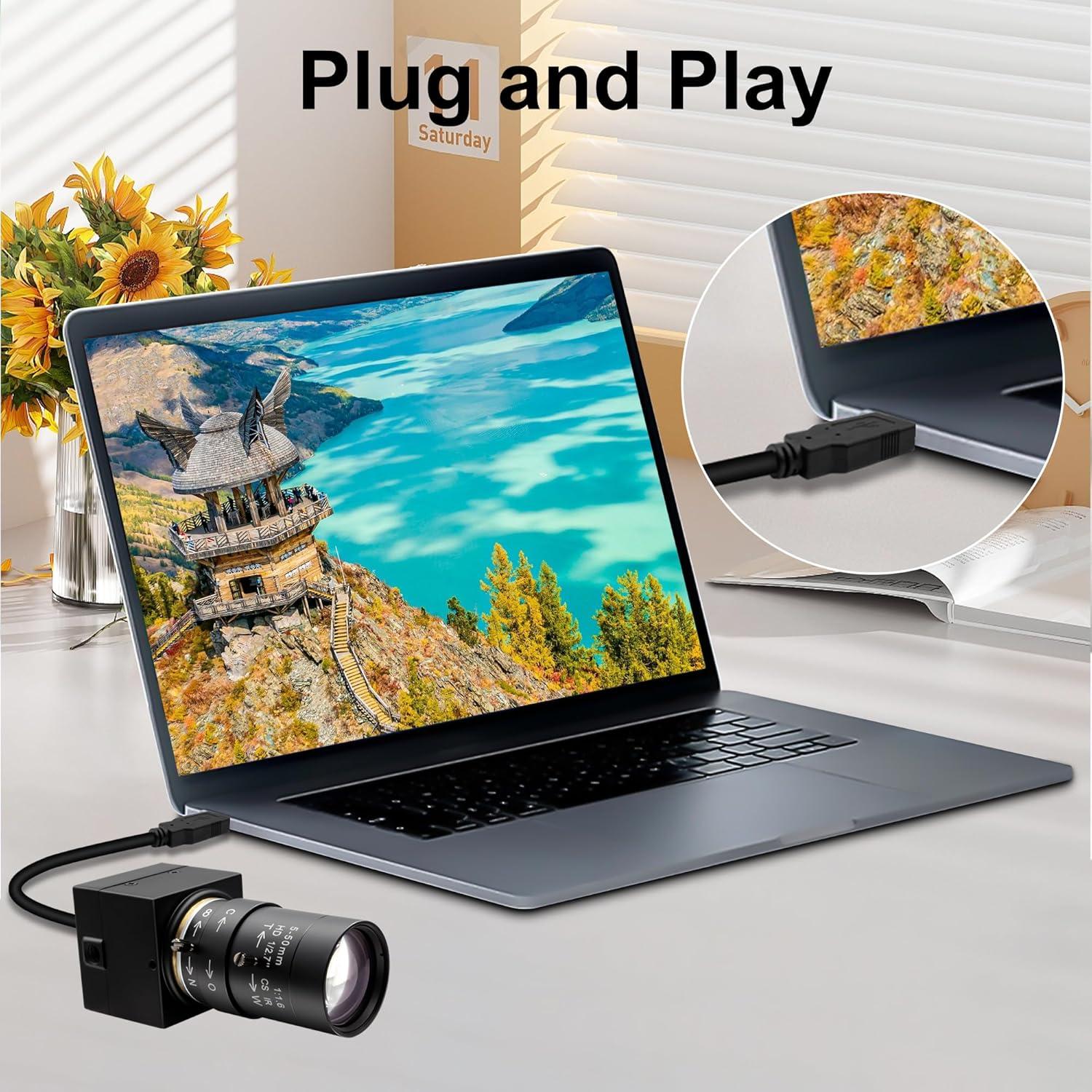 Cámara Webcam USB Hotpet 1080P Lente Varifocal 5-50mm