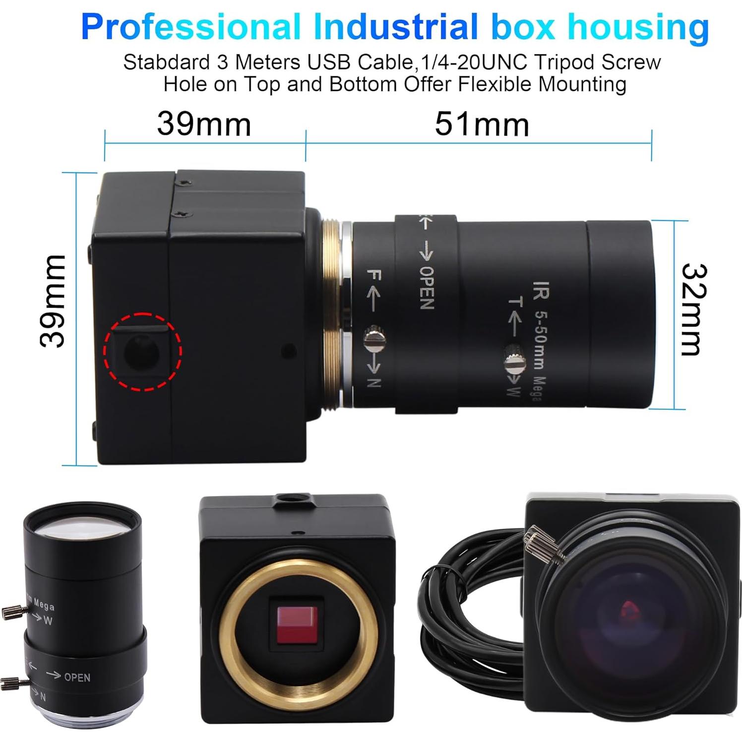 Cámara Webcam USB Hotpet 1080P Lente Varifocal 5-50mm