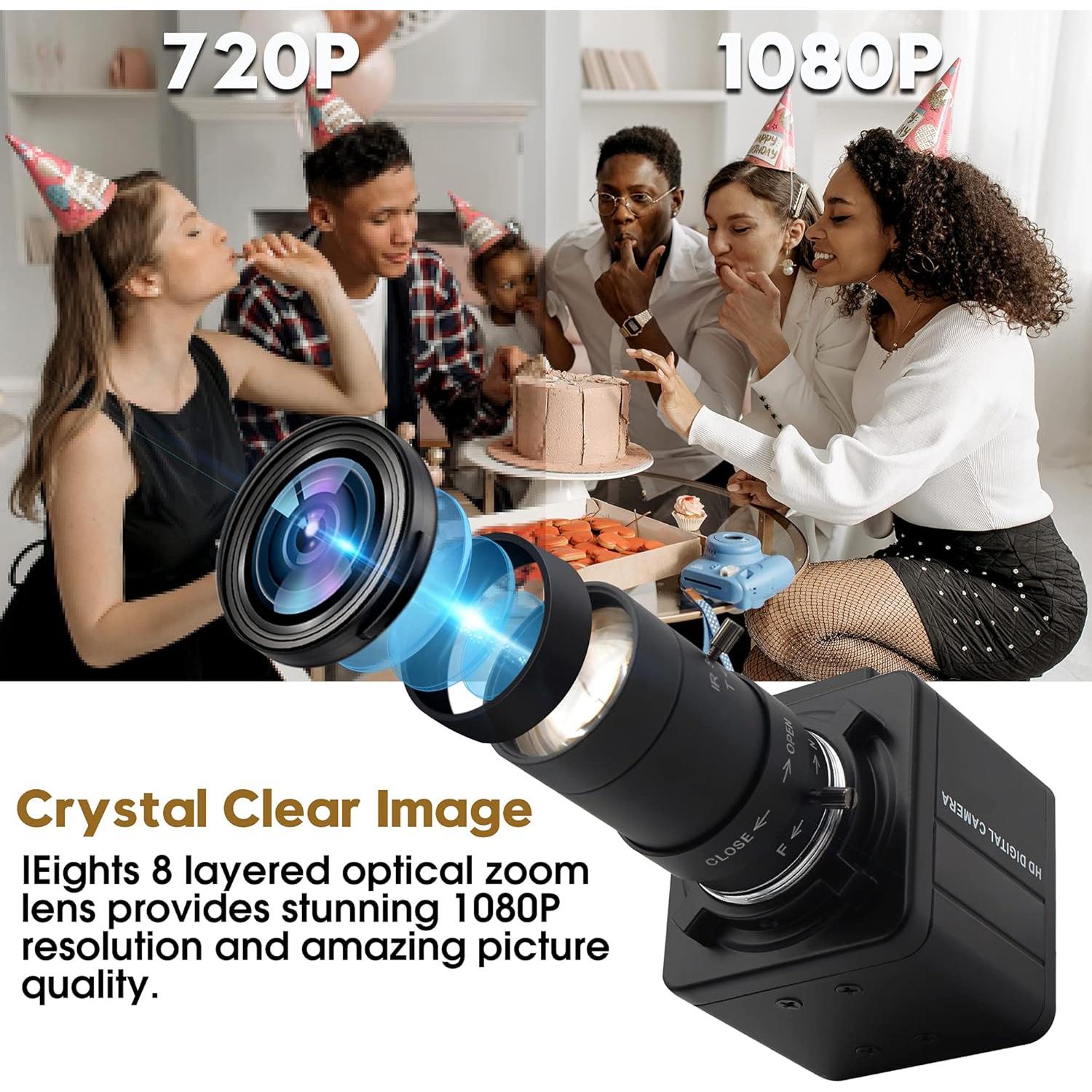 Cámara USB 1080P Webcamera con Micrófono Zoom 5-50mm