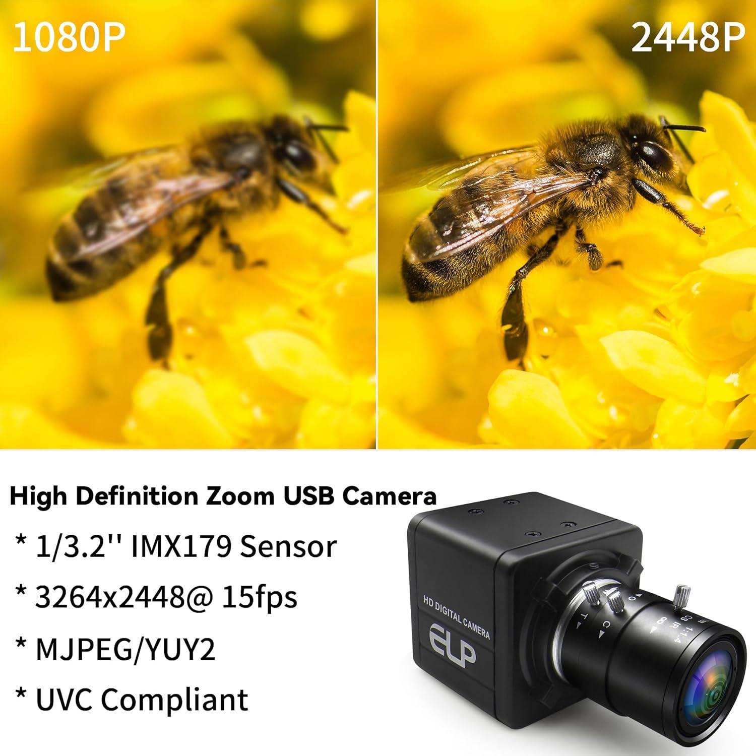 Cámara USB 8MP Magnolia con Lente Varifocal 2.8-12mm