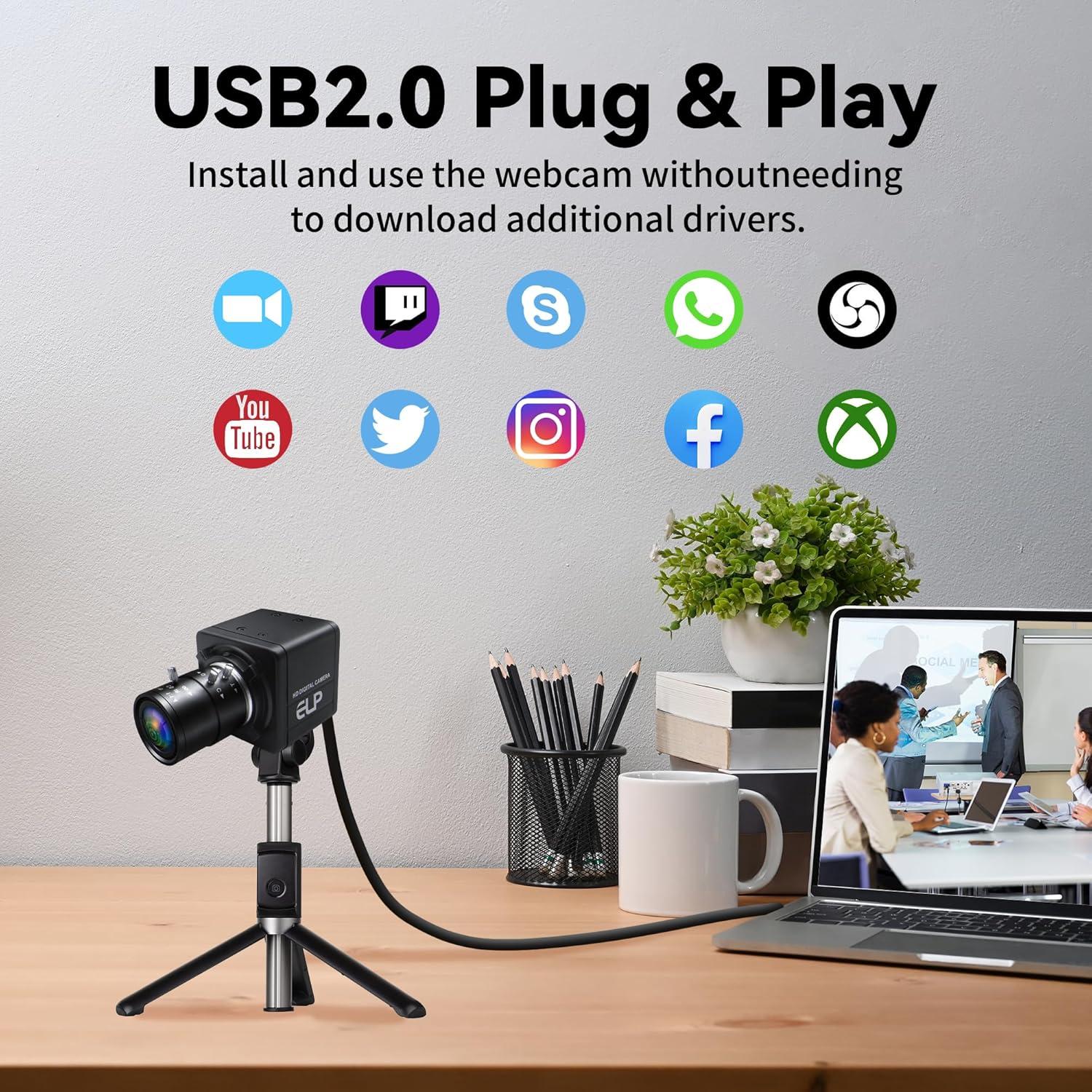 Cámara USB 8MP Magnolia con Lente Varifocal 2.8-12mm