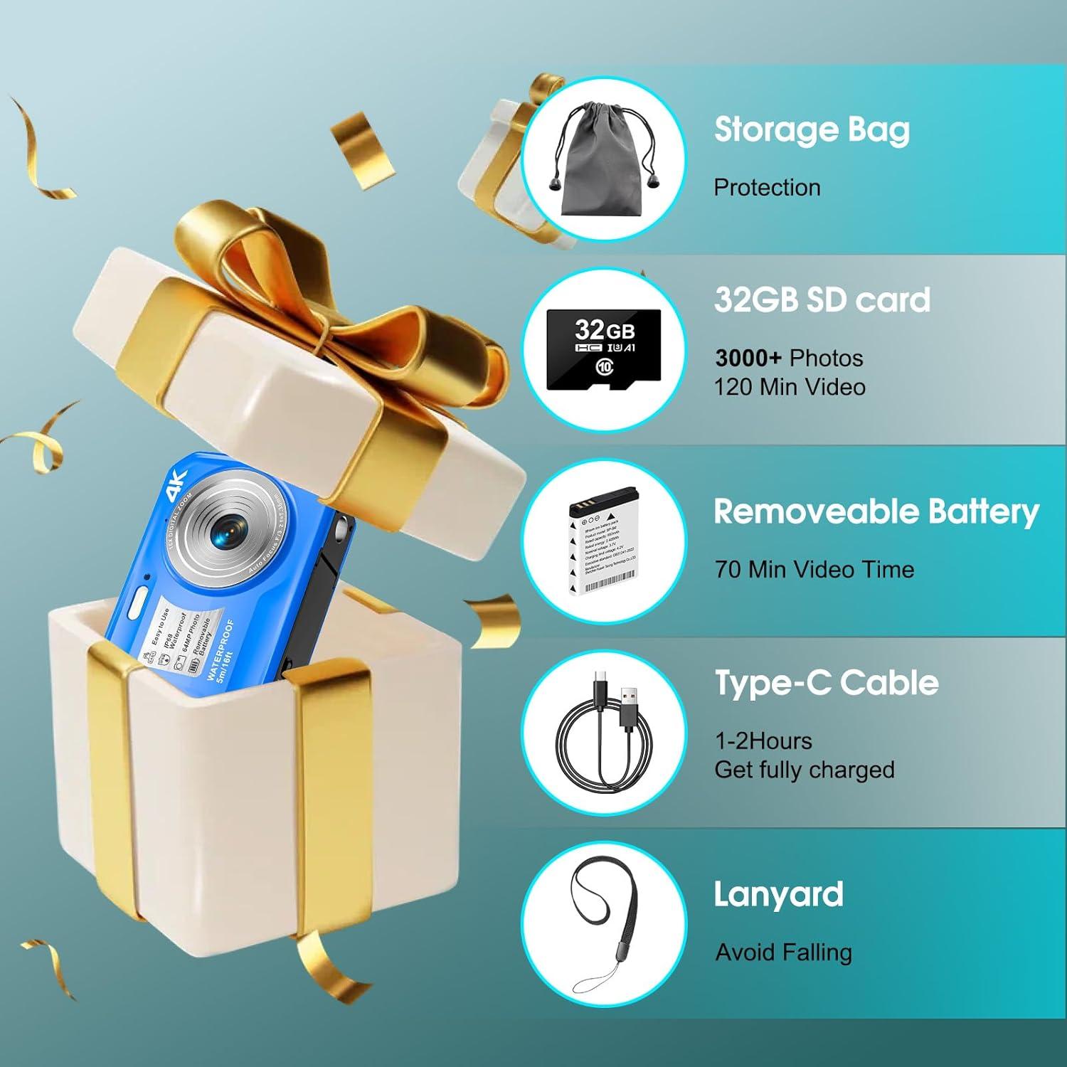 Cámara Submarina Yifecial 4K 64MP Impermeable 16FT