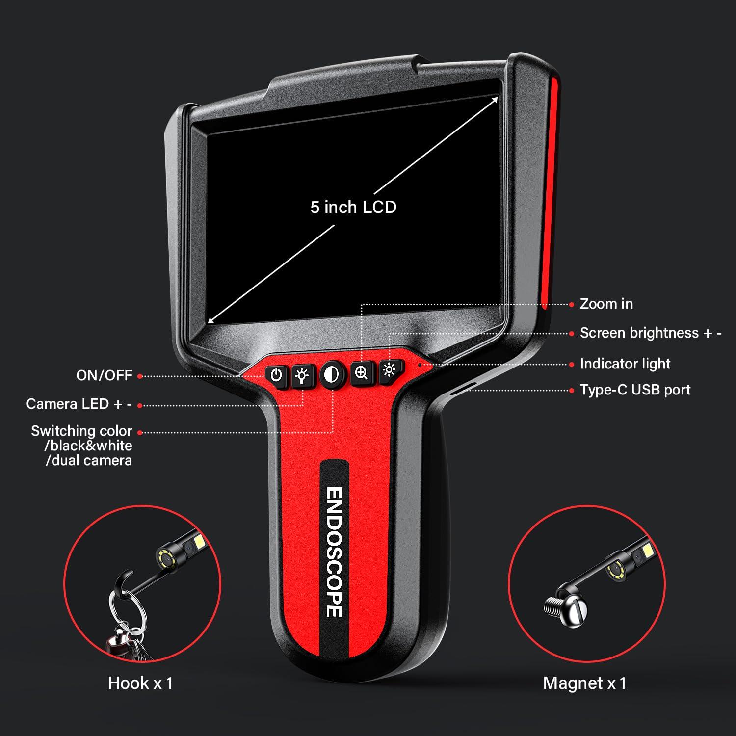 Cámara Endoscópica TGJOR Doble Lente 1080P 5m con Luz