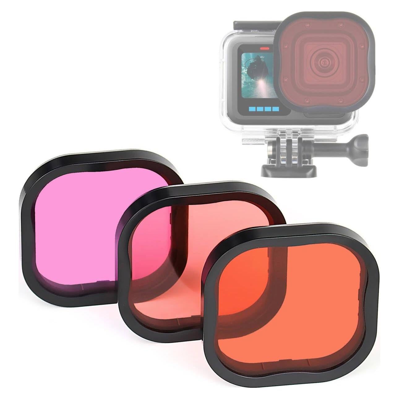 Paquete de 3 Filtros de Buceo GEPULY para GoPro Hero 8-13