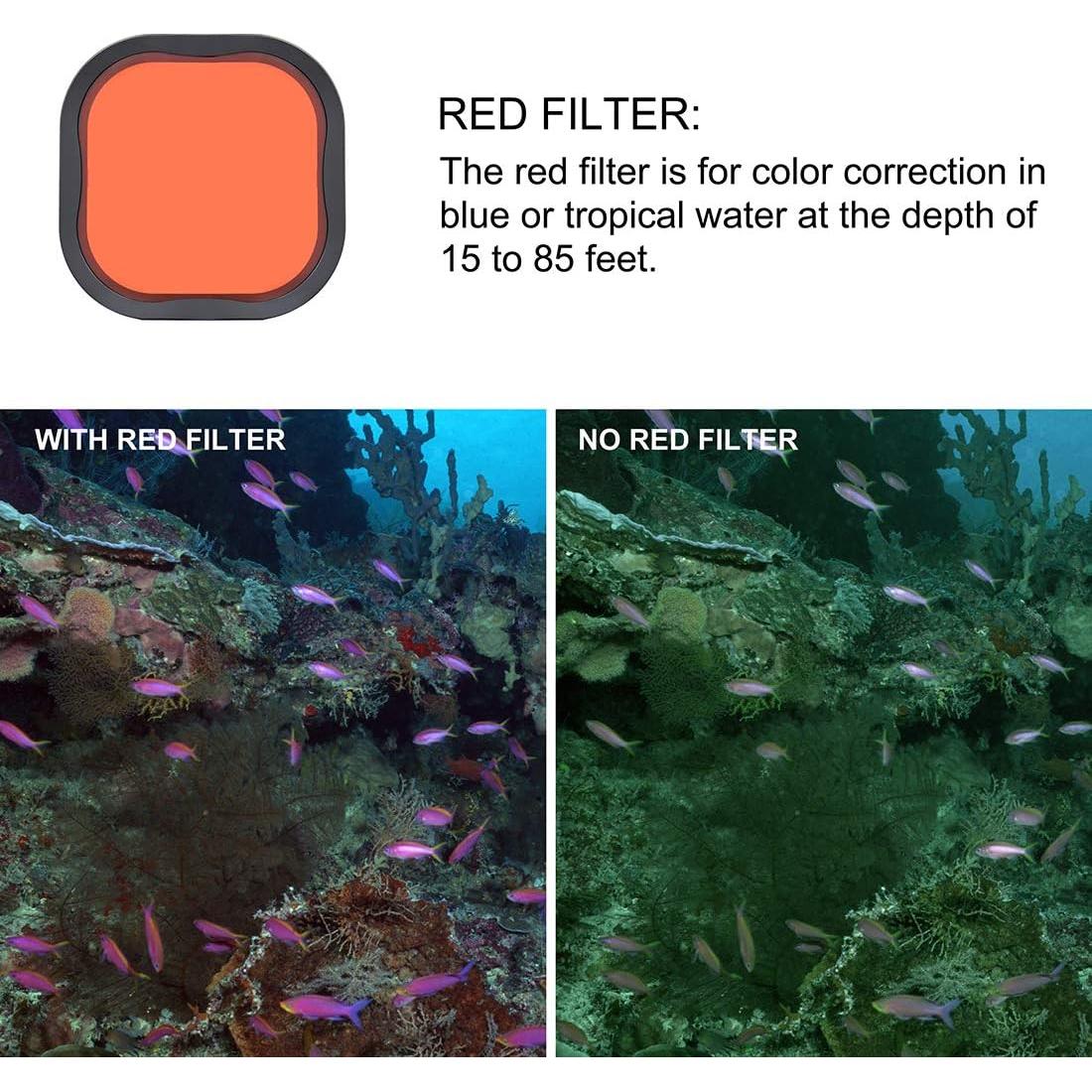 Paquete de 3 Filtros de Buceo GEPULY para GoPro Hero 8-13