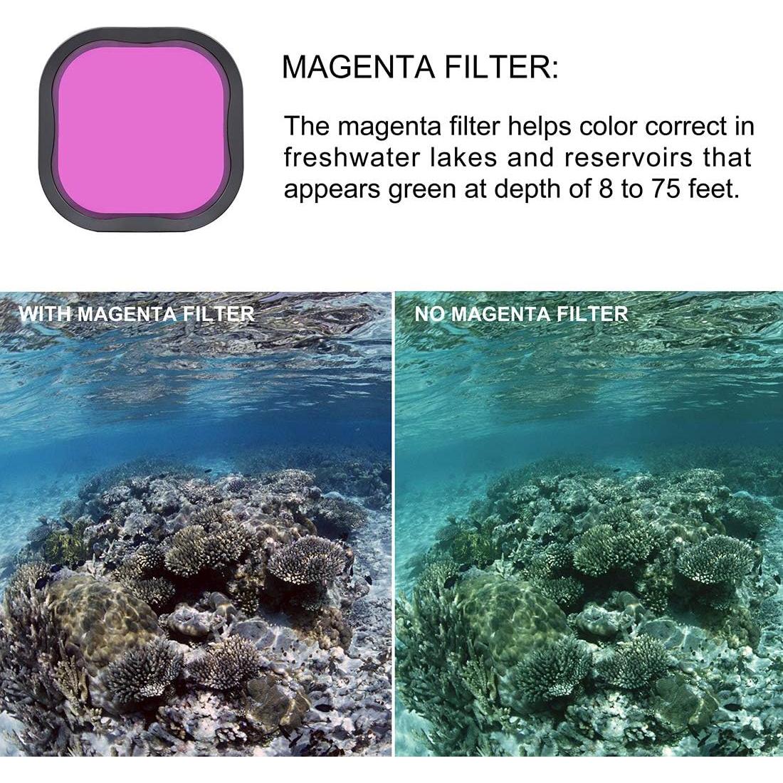 Paquete de 3 Filtros de Buceo GEPULY para GoPro Hero 8-13