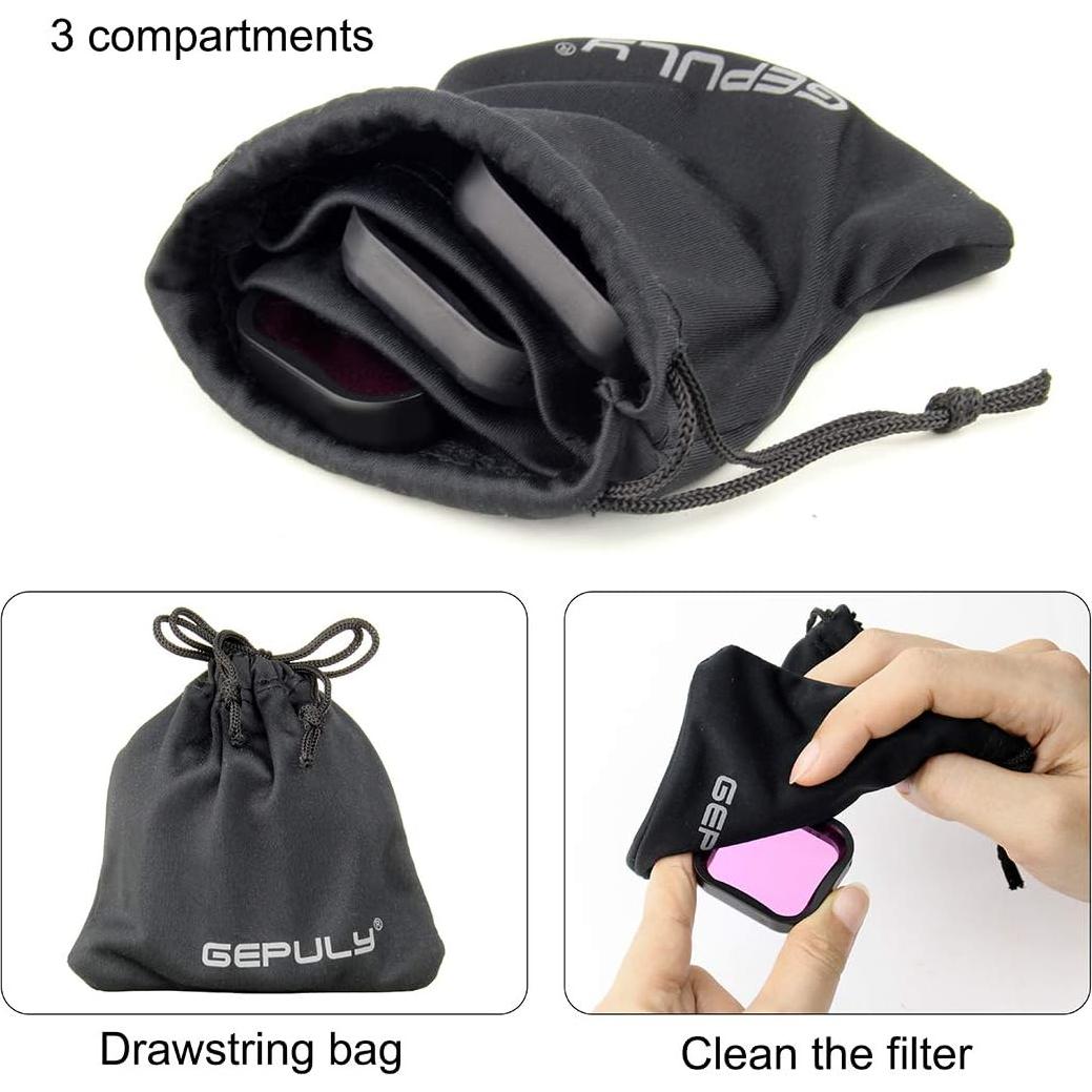 Paquete de 3 Filtros de Buceo GEPULY para GoPro Hero 8-13