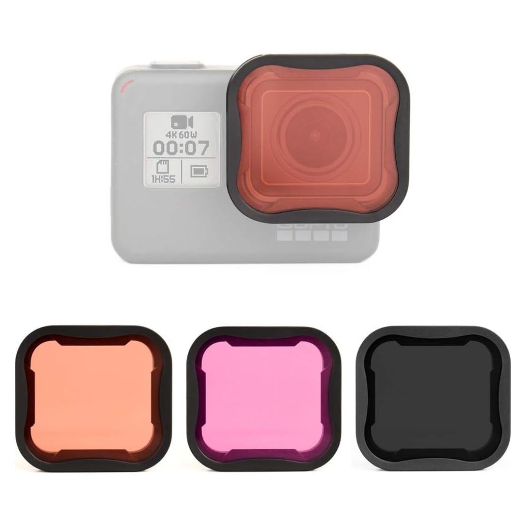 Juego de Filtros de Lente SOONSUN para GoPro Hero 5 6 7 - ND8, Rojo, Magenta