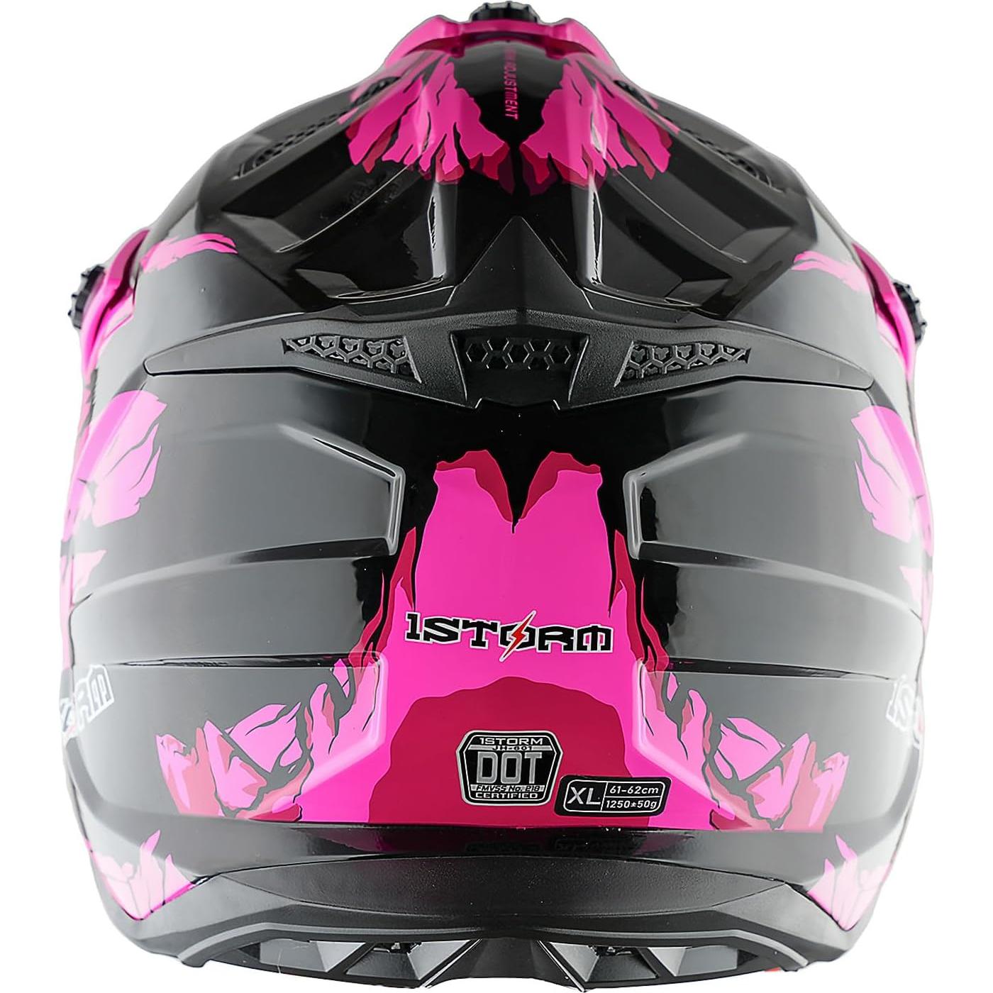 Casco de Motocross 1Storm JH601 Mediano Negro + Gafas y Guantes