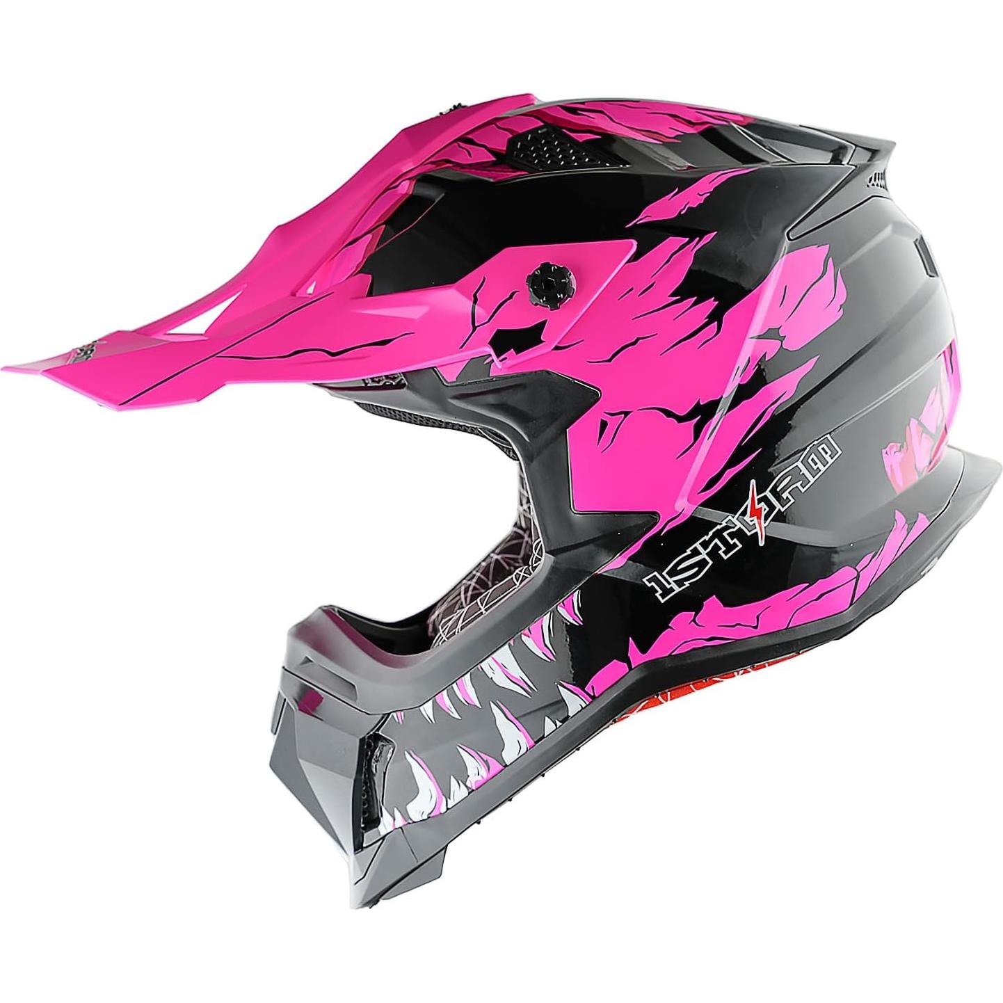 Casco de Motocross 1Storm JH601 Mediano Negro + Gafas y Guantes