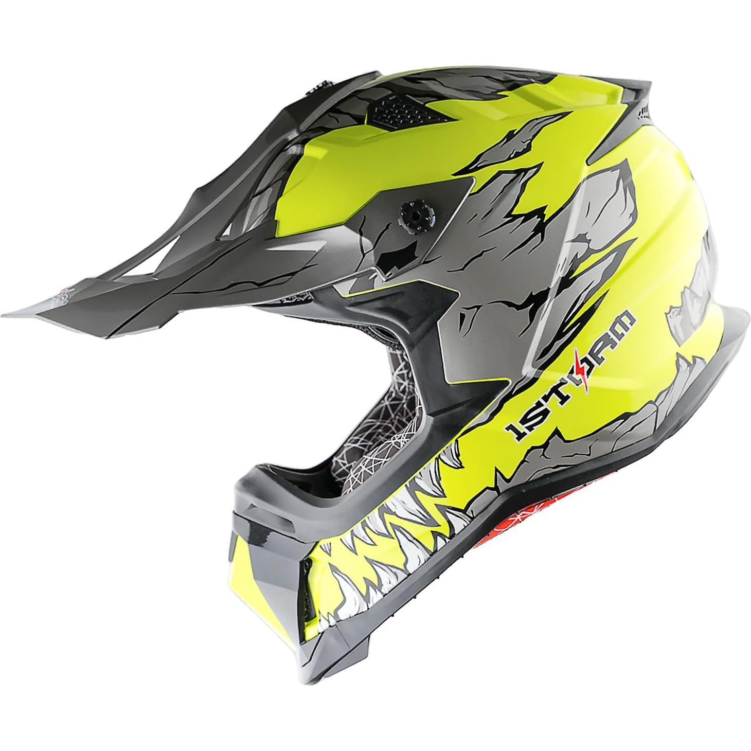 Casco de Motocross 1Storm JH601 Mediano Negro con Gafas y Guantes