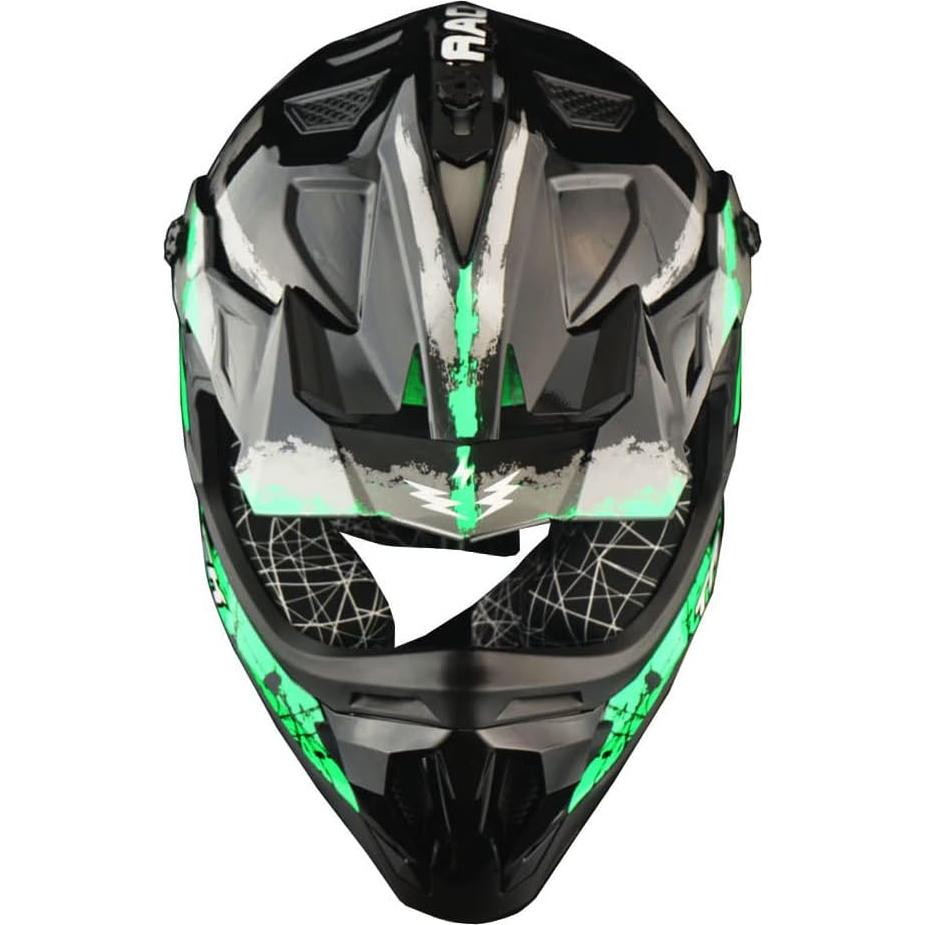 Casco de Motocross 1Storm JH601 Mediano Negro con Gafas y Guantes
