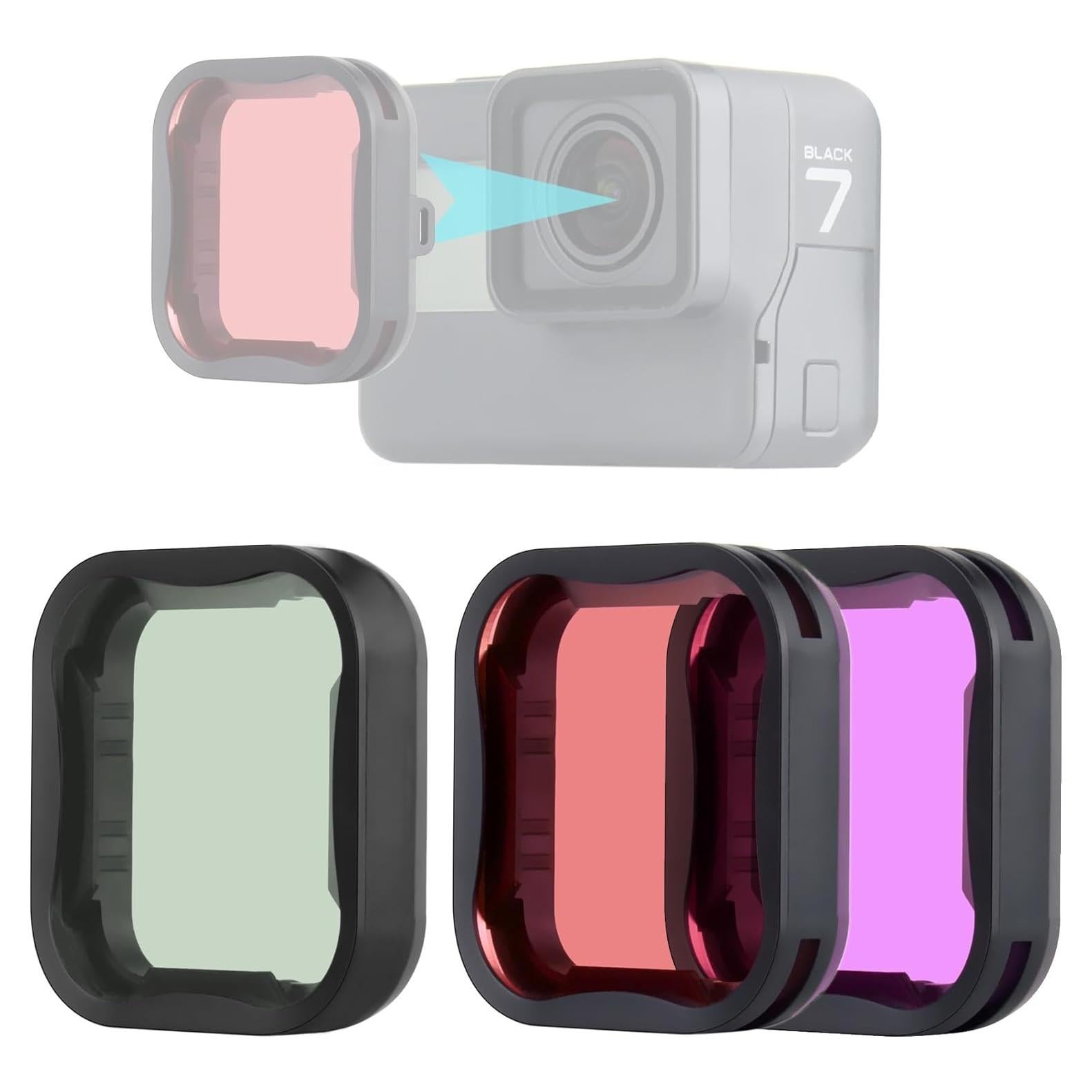 Juego de 3 Filtros YALLSAME para GoPro Hero 5/6/7 Negro