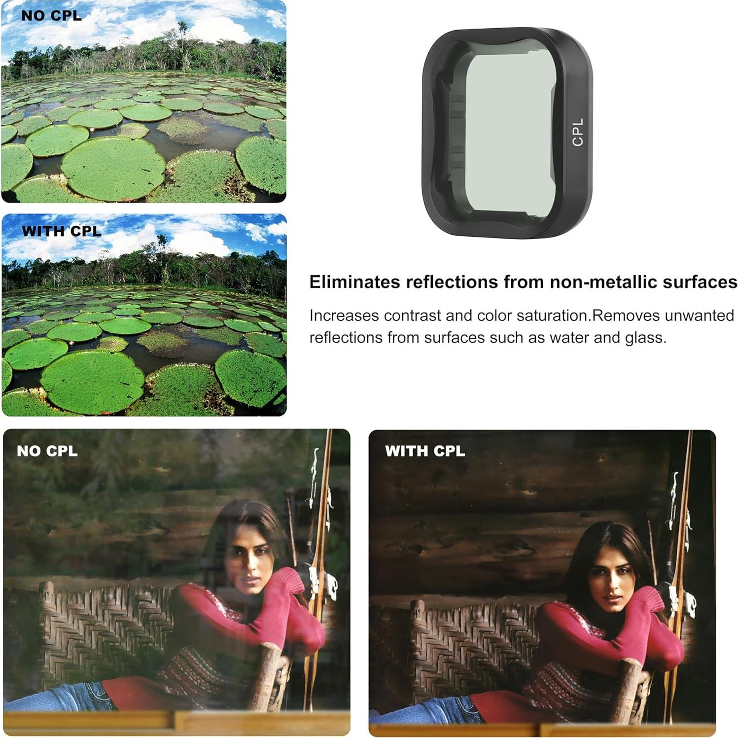 Juego de 3 Filtros YALLSAME para GoPro Hero 5/6/7 Negro