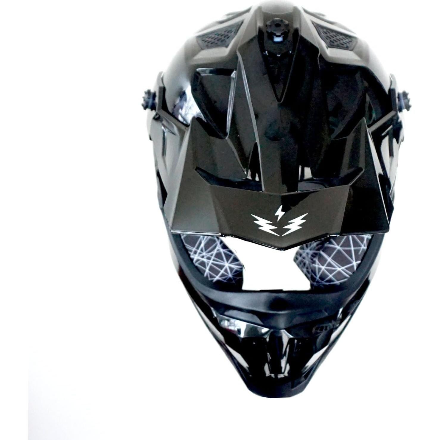 Casco de Motocross 1Storm JH601 Mediano Negro con Gafas y Guantes