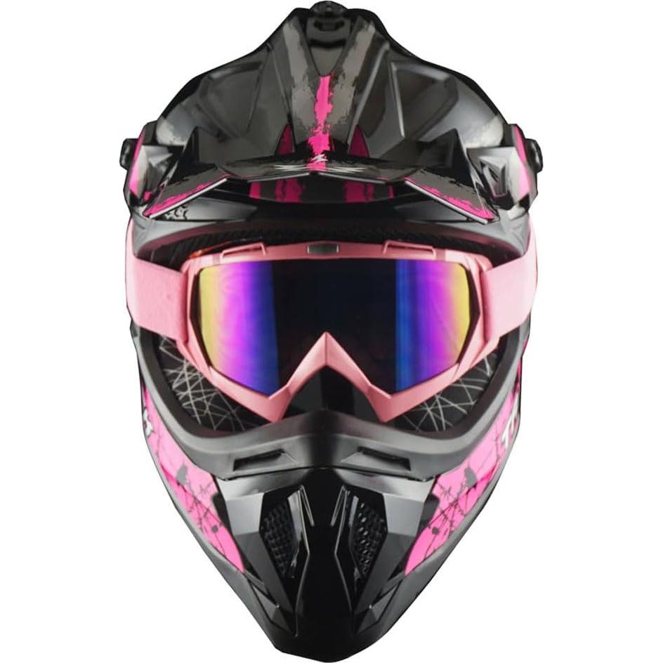 Casco de Motocross 1Storm JH601 Mediano Negro + Gafas y Guantes