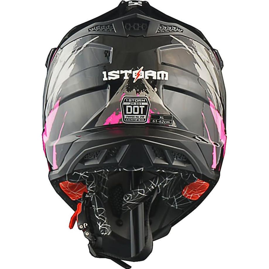 Casco de Motocross 1Storm JH601 Mediano Negro + Gafas y Guantes